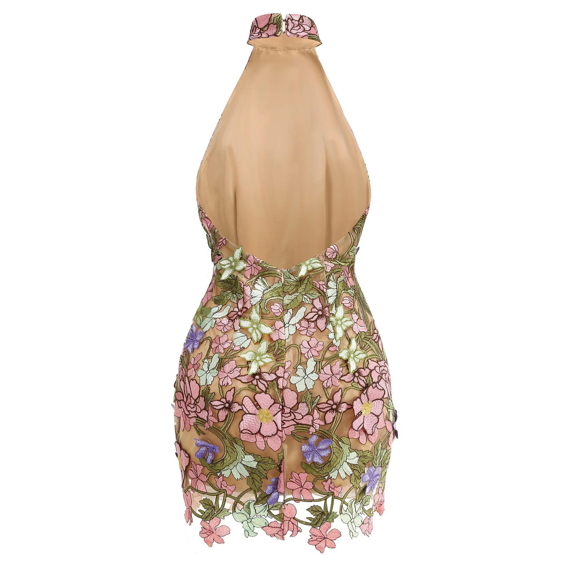 Women Sexy Halter Off the Shoulder Embroidery Bodycon Mini Dress Backless Celebrate Birthday Party Girls' Vacation Outfit - Image 5