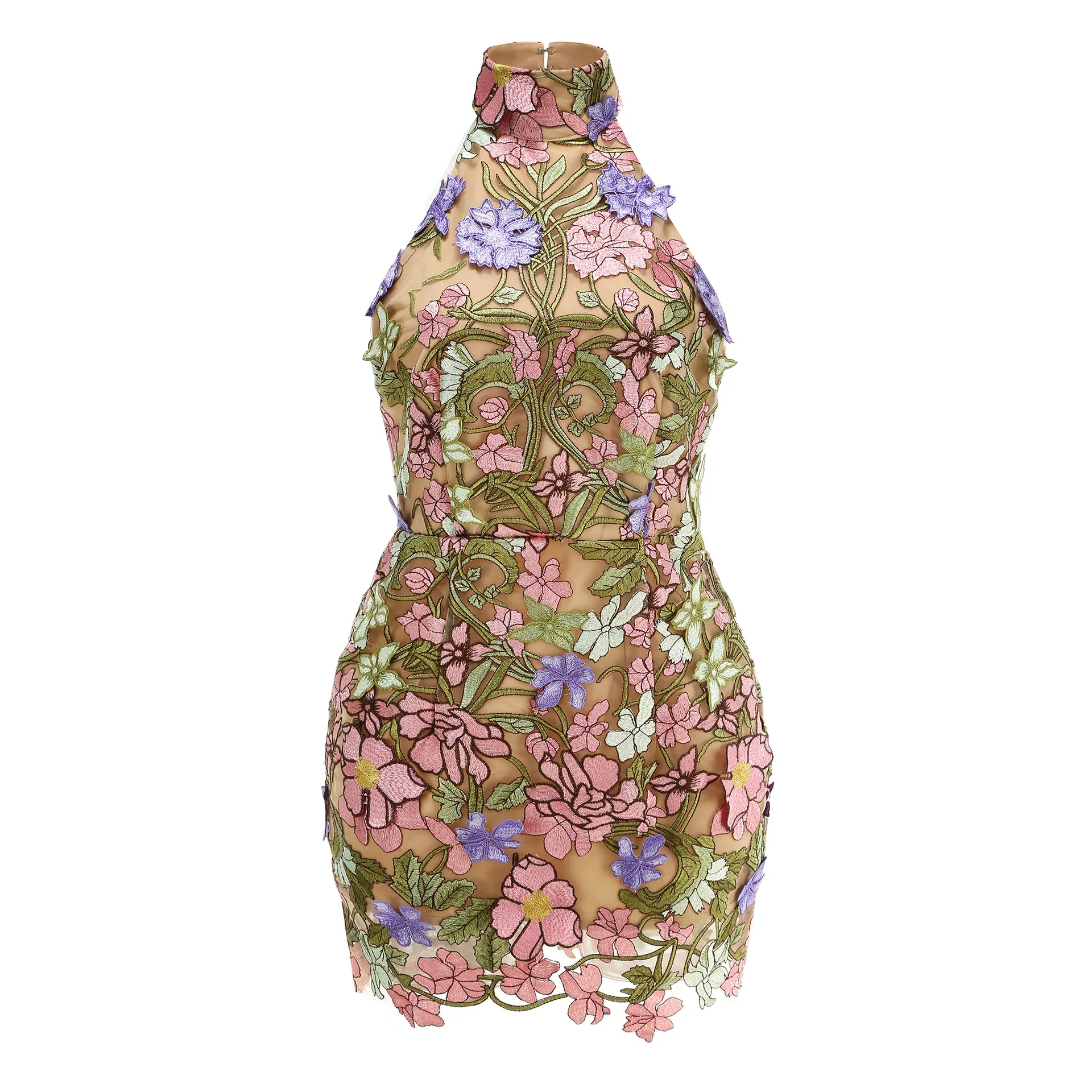 Women Sexy Halter Off the Shoulder Embroidery Bodycon Mini Dress Backless Celebrate Birthday Party Girls' Vacation Outfit - Image 6