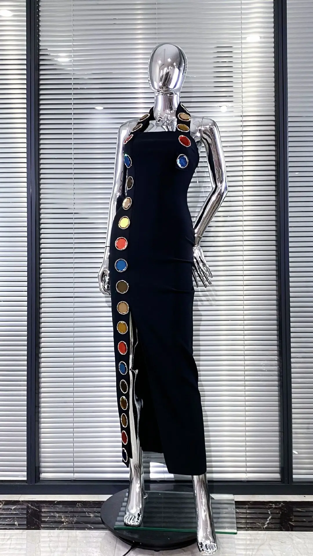 Women Sexy Halter Off the Shoulder Shinning Sequined Bodycon Long Bandage Dress Celebrate Evening Party Birthday Fashion Outfit - Image 2
