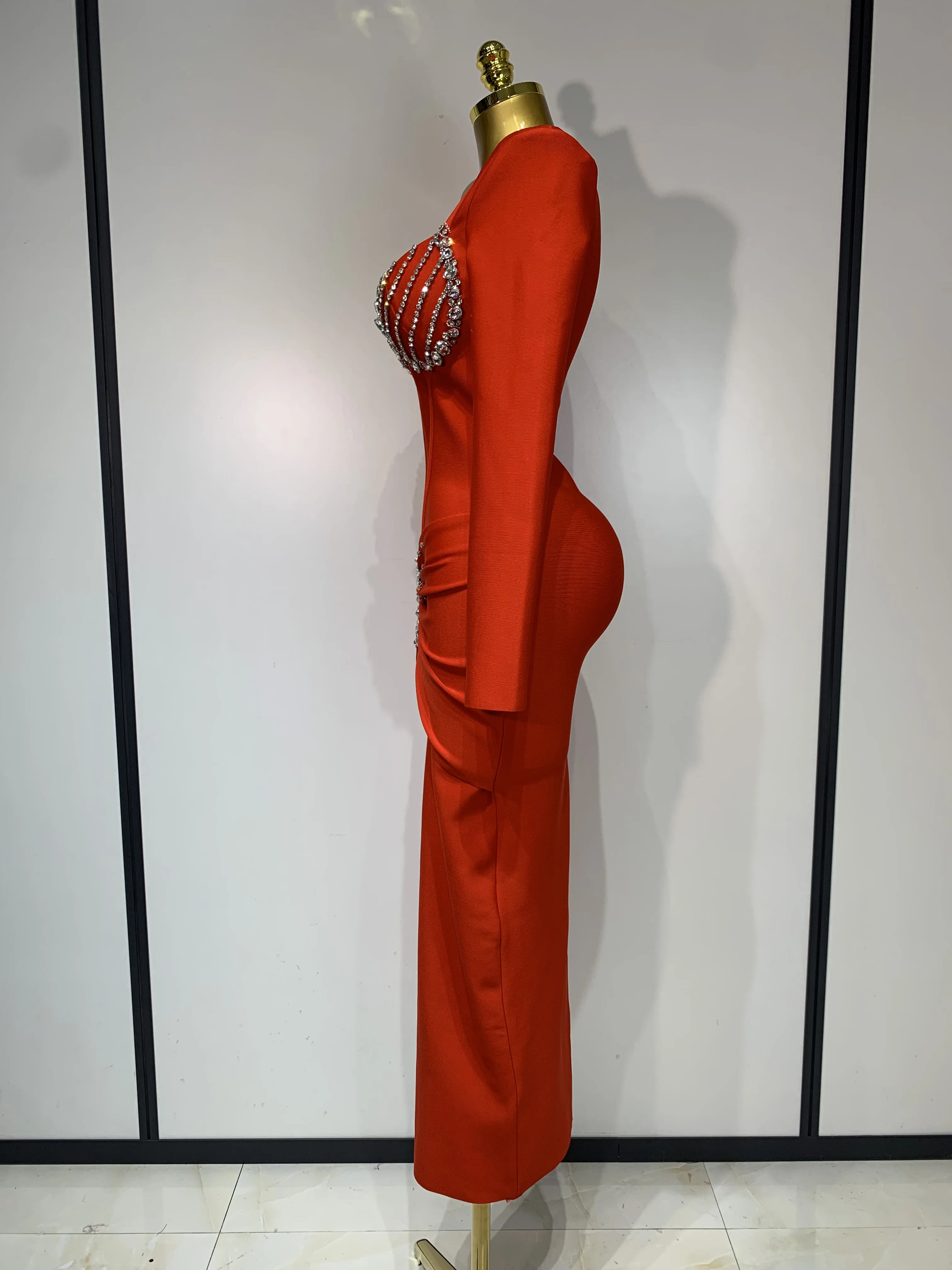 Women Sexy Luxury Sparkly Diamond Bandage Long Sleeve Bodycon Dress  Celebrity Elegant Evening Club Pary Birthday Dresses - Image 3