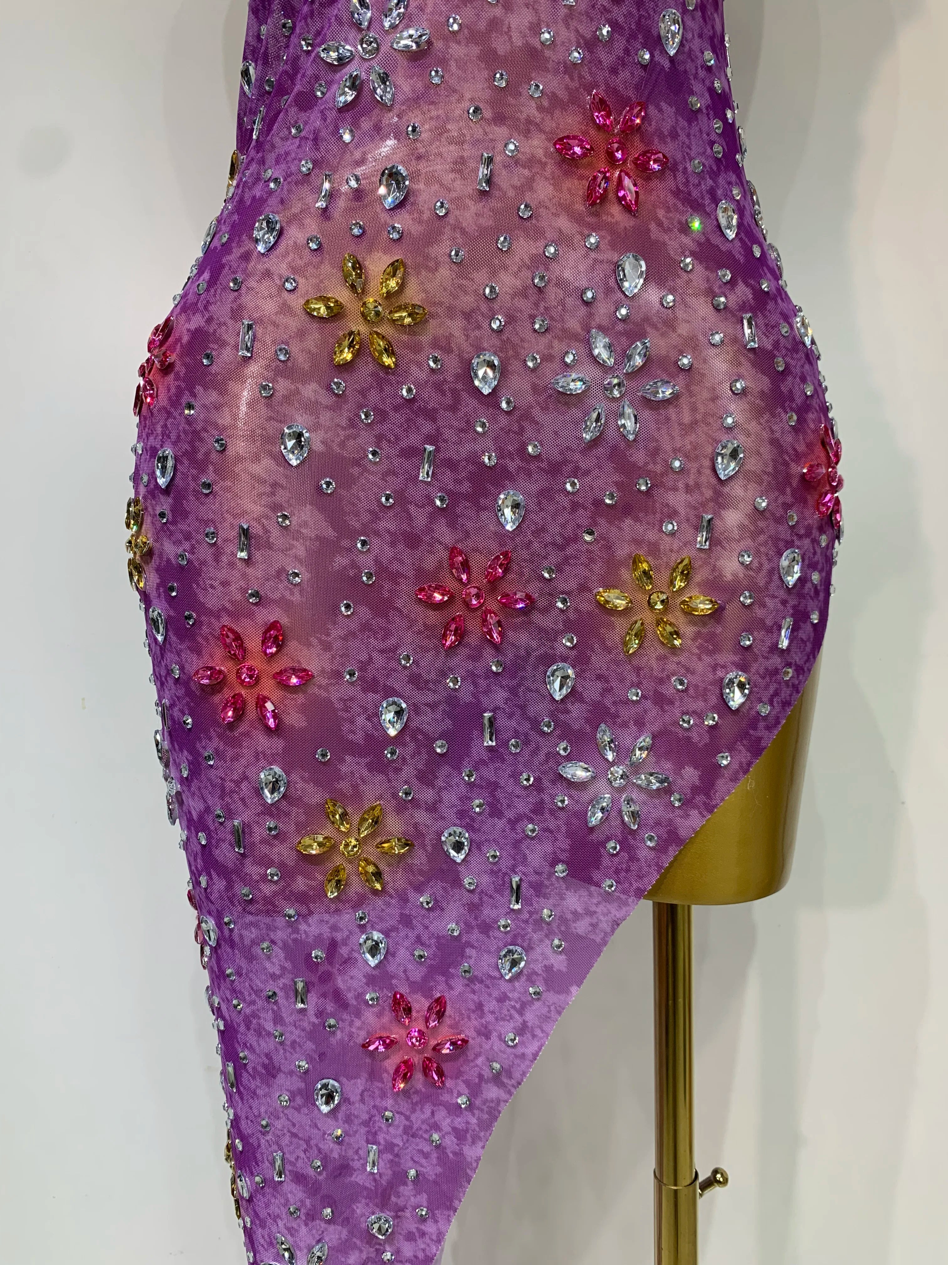 Women Sexy Mesh See Through Stretchy Sparkly Rhinestone Performance Costume Stage Dancer Nightclub Party Luxury Birthday Dress - Image 5