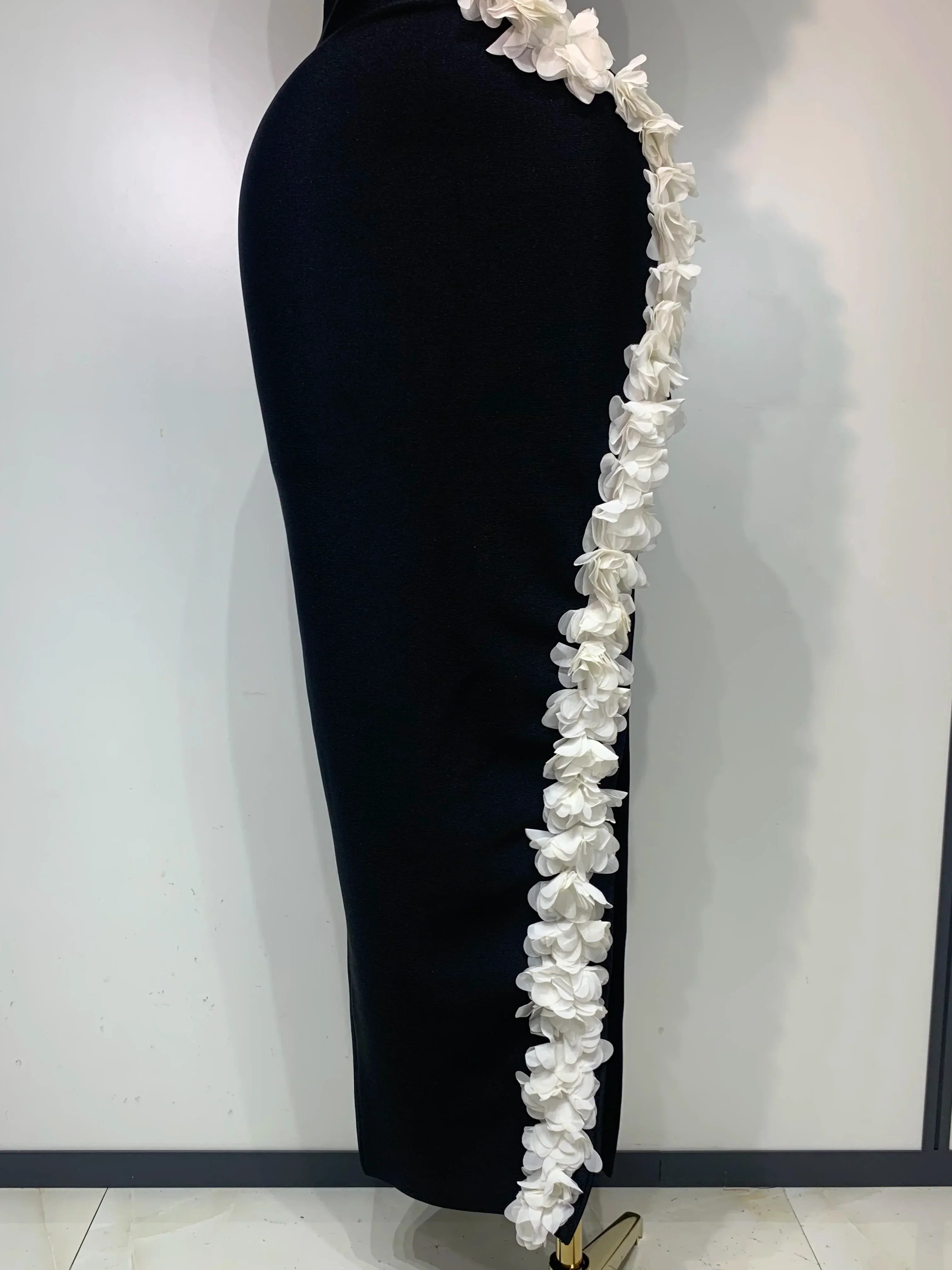 Women Sexy O Neck Flower Cut Out Maxi Long Bodycon Bandage Dress Celebrity Elegant Evening Club Party Birthday Dress - Image 6