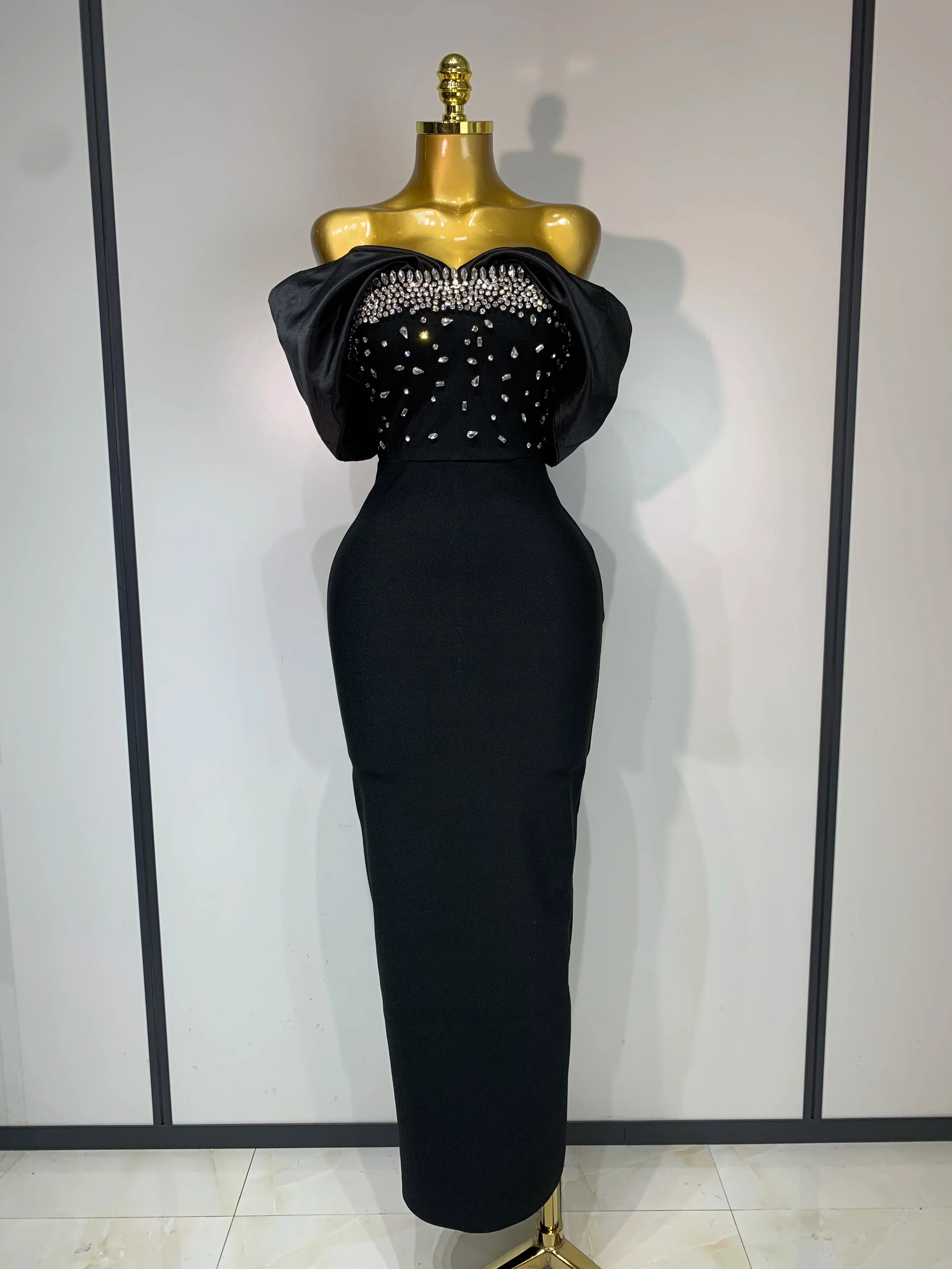 Women Sexy Off Shoulder Beading Bodycon Bandage Dress Celebrity Elegant Evening Club Party Luxury Birthday Dresses - Image 7