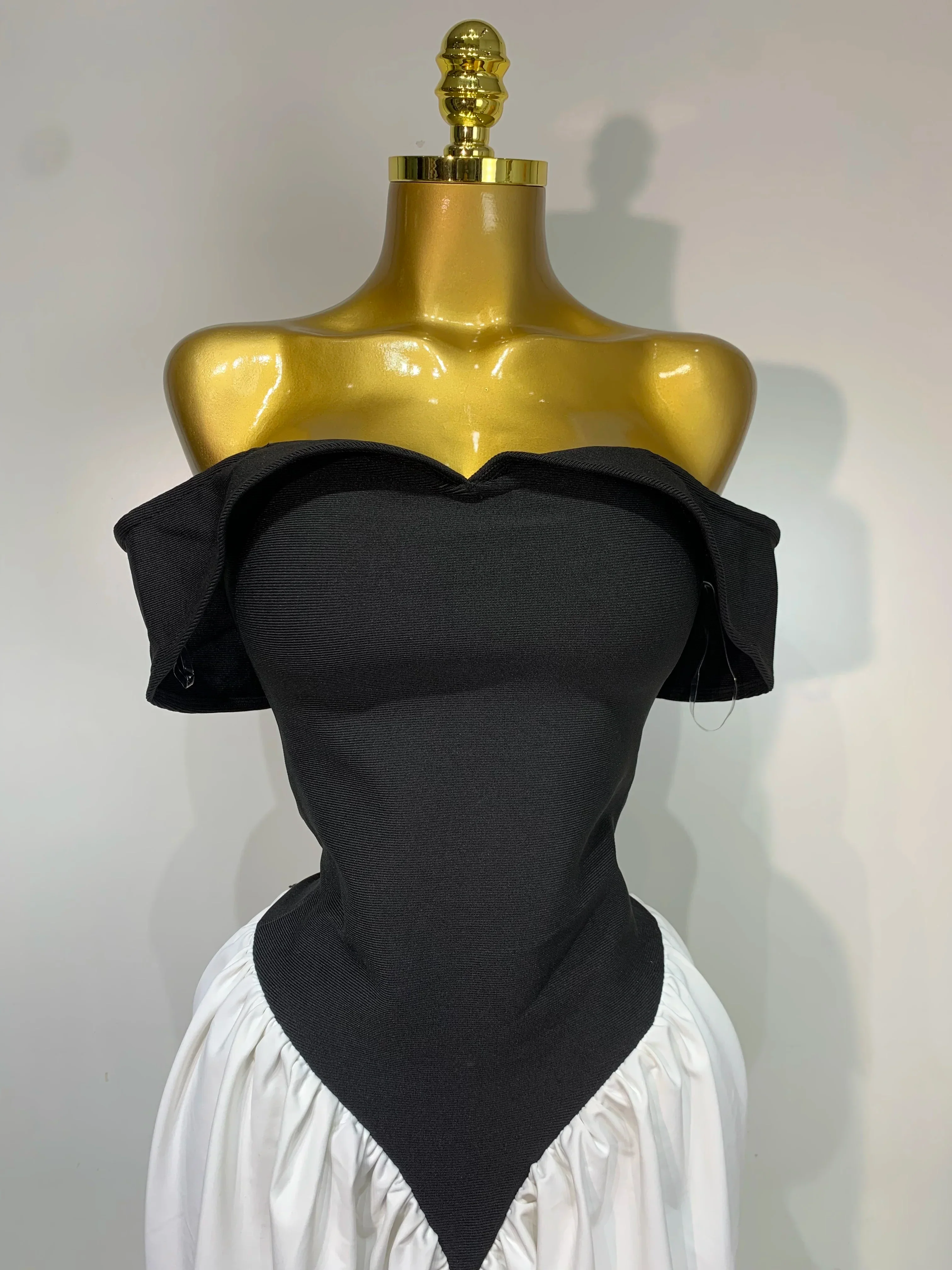 Women Sexy Off Shoulder Black And White Bandage Mermaid Long dress Formal Evening Party Elegant Luxury Birthday Dress - Image 5