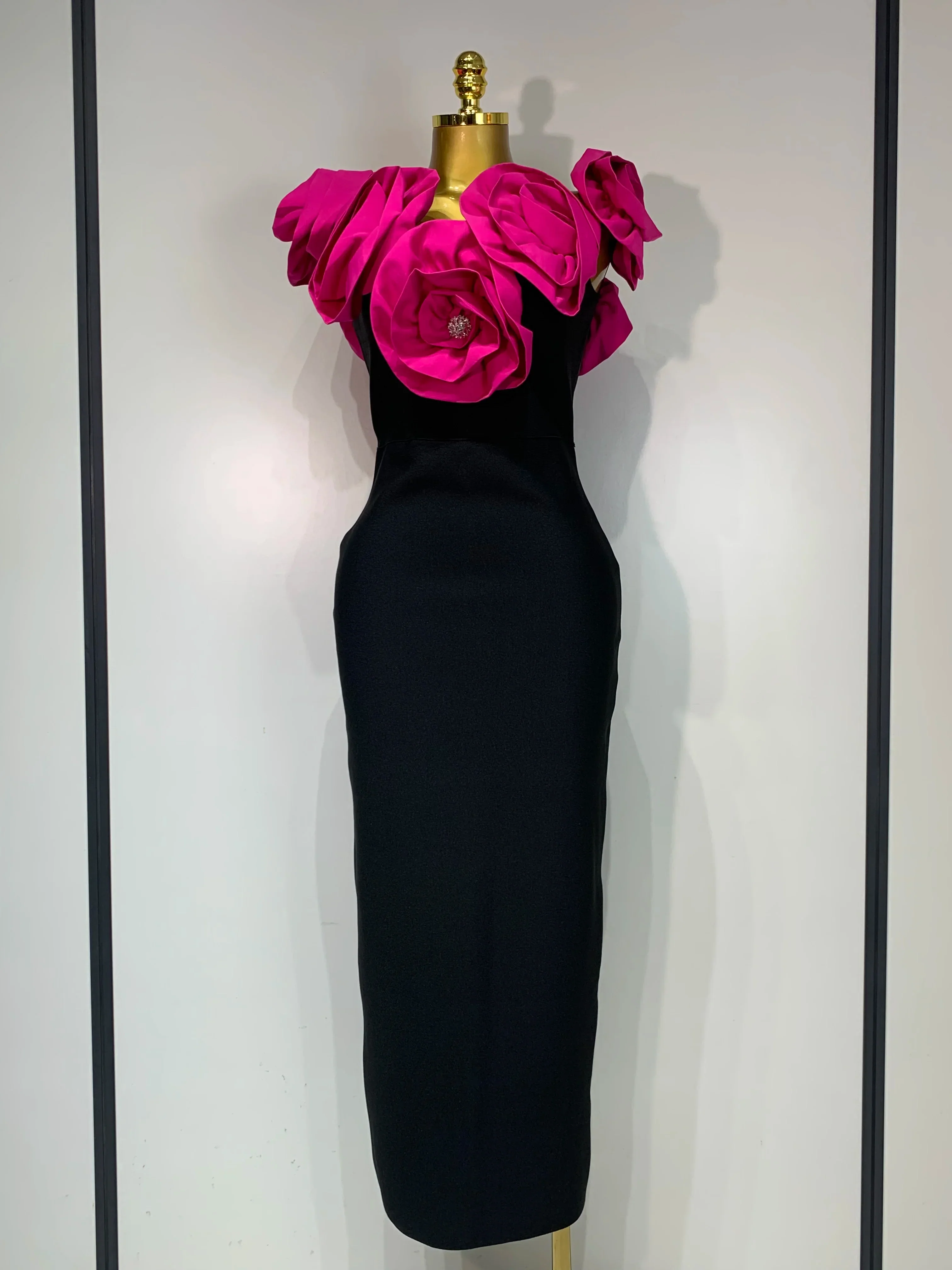 Women Sexy Off Shoulder Flower Diamonds Long Bodycon Bandage Dress Celebrity Elegant Evening Luxury Birthday Party Dresses - Image 8