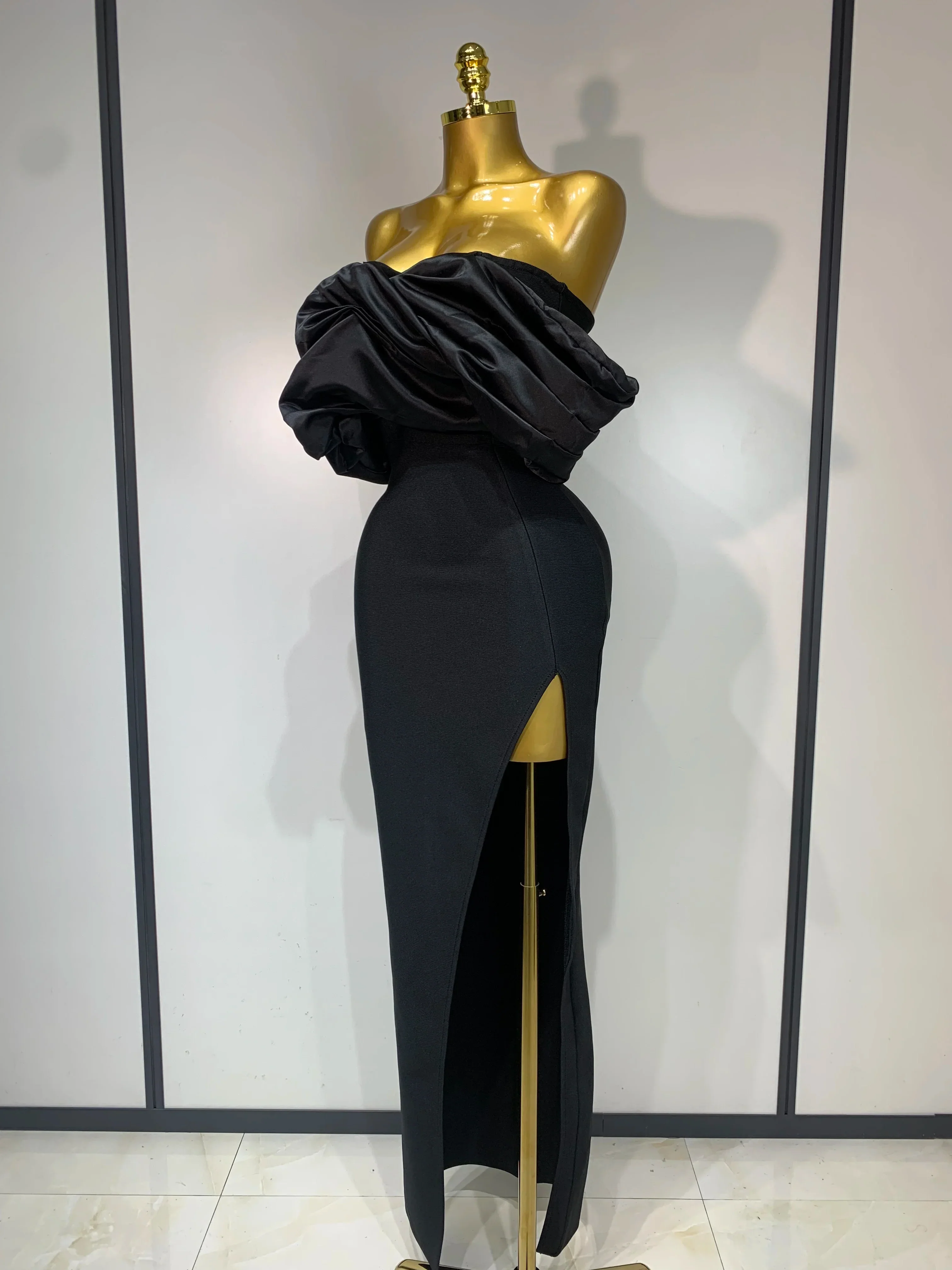 Women Sexy Off Shoulder Satin Patchwork Ruched Bodycon Bandage Dress Elegant wedding Guest Dress Evening Party Birthday Dress - Image 2