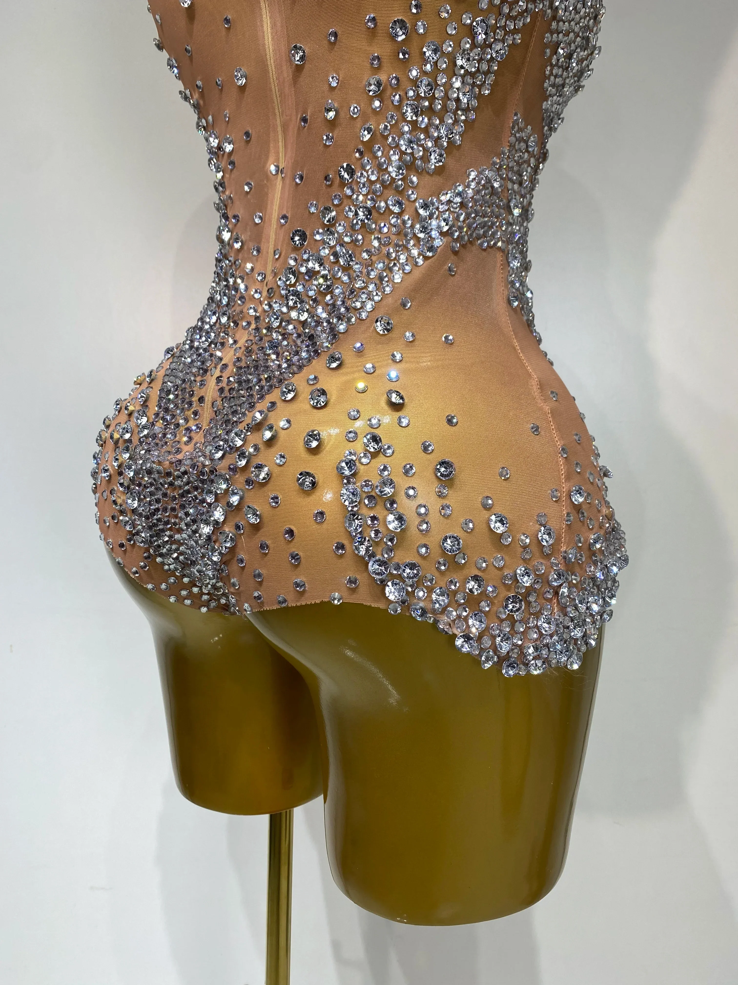 Women Sexy See Through Crystal Bodysuits Luxury Birthday Dancer Stage Performance Wear Mesh Sparkly Rhinestone Nightclub Outfit - Image 6