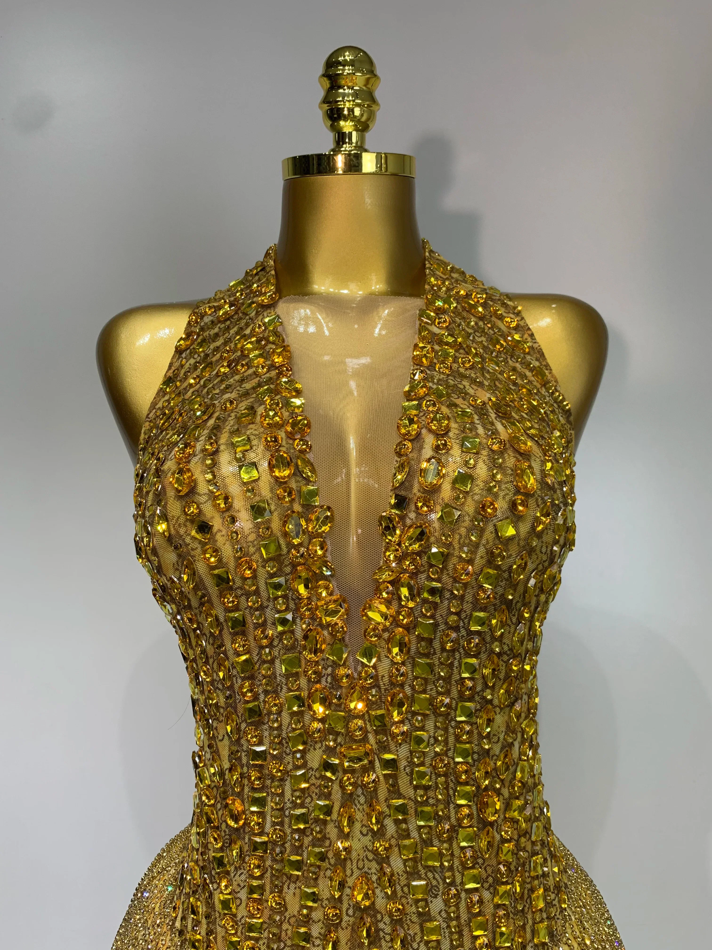 Women Sexy See Through Stretch Bodysuits Birthday Dancer Performance Wear Mesh Luxury Rhinestone Nightclub Hotwife Outfit - Image 5