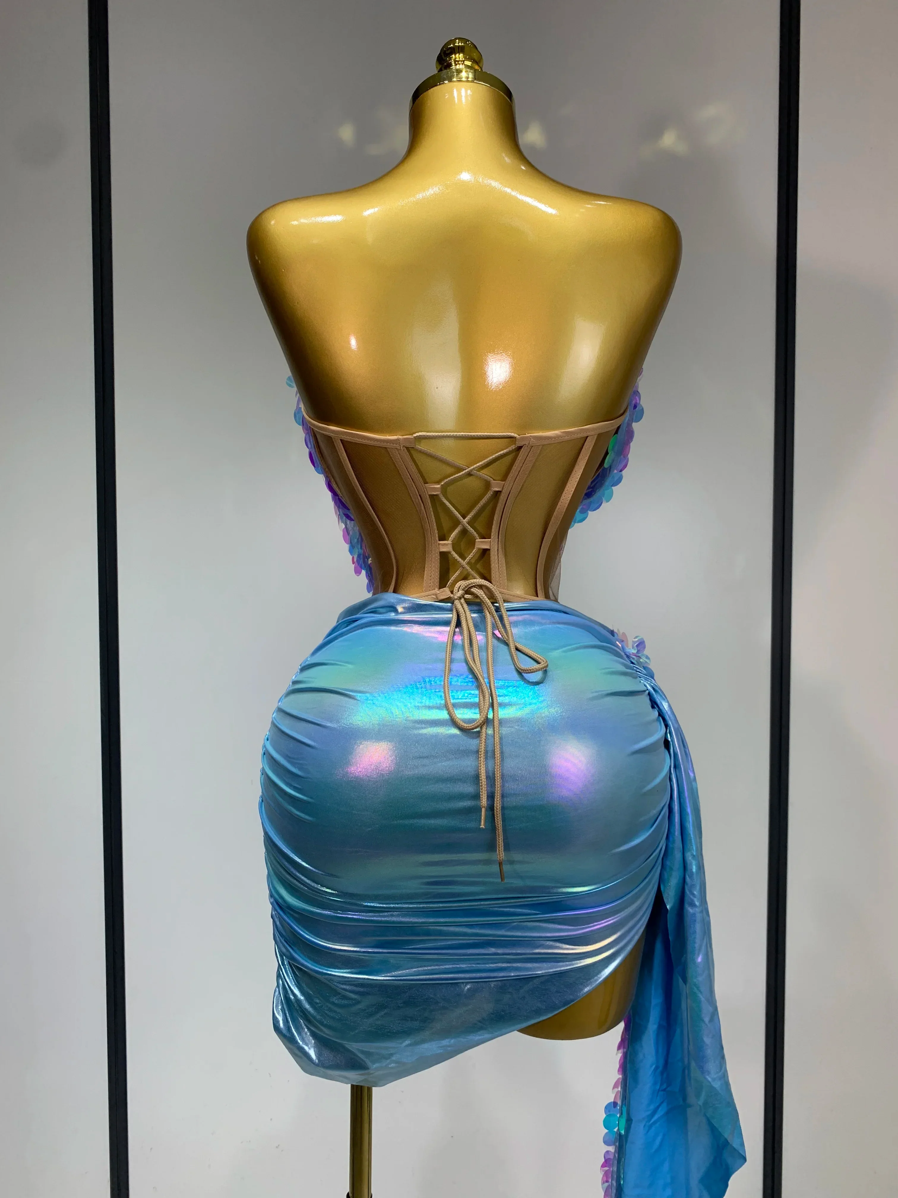 Women Sexy Singer Dancer Performan Costume Nightclub Bar Girl Sparkly Sequins Two Piece Set Evening Party Luxury Birthday Outfit - Image 5