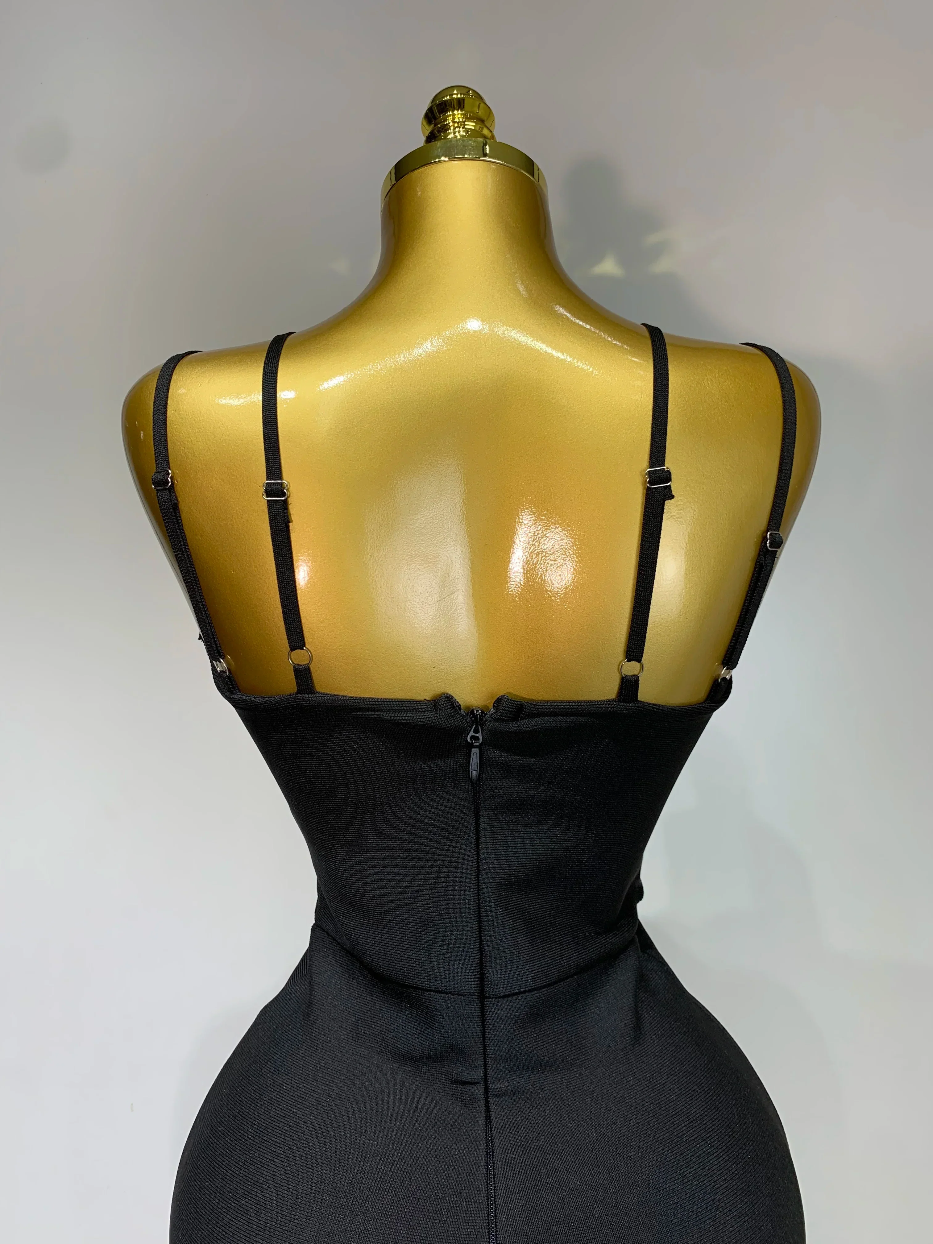 Women Sexy Sleeveless Hollow out Split Backless Black Midi Bandage Dress Celebrity Elegant Evening Cocktail Party Dresses - Image 6