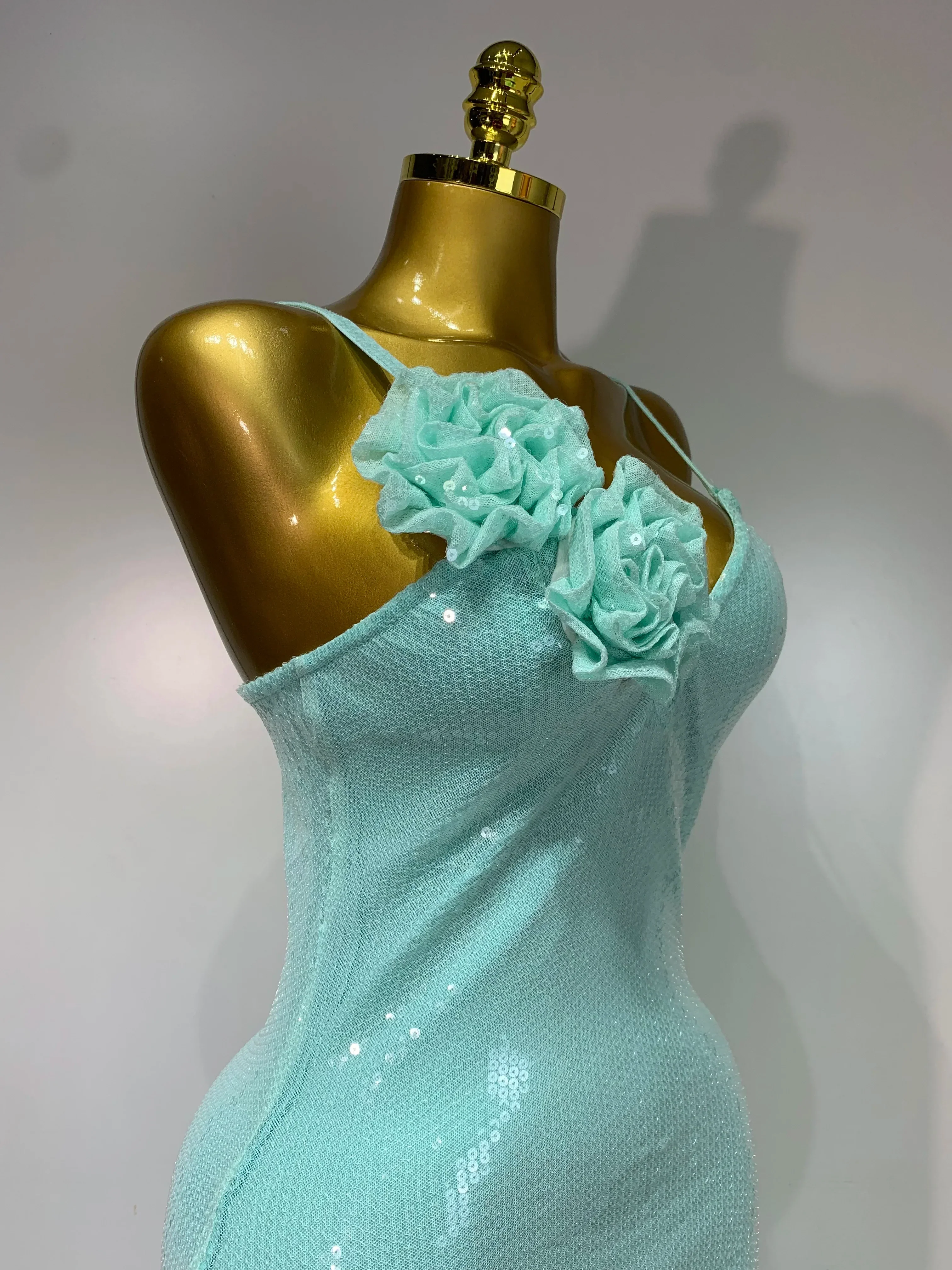 Women Sexy Sling V Neck Appliques Sequines Glitter Bodycon Long Dresses  Luxury Birthday Party Celebrity Evening Prom Gown - Image 5