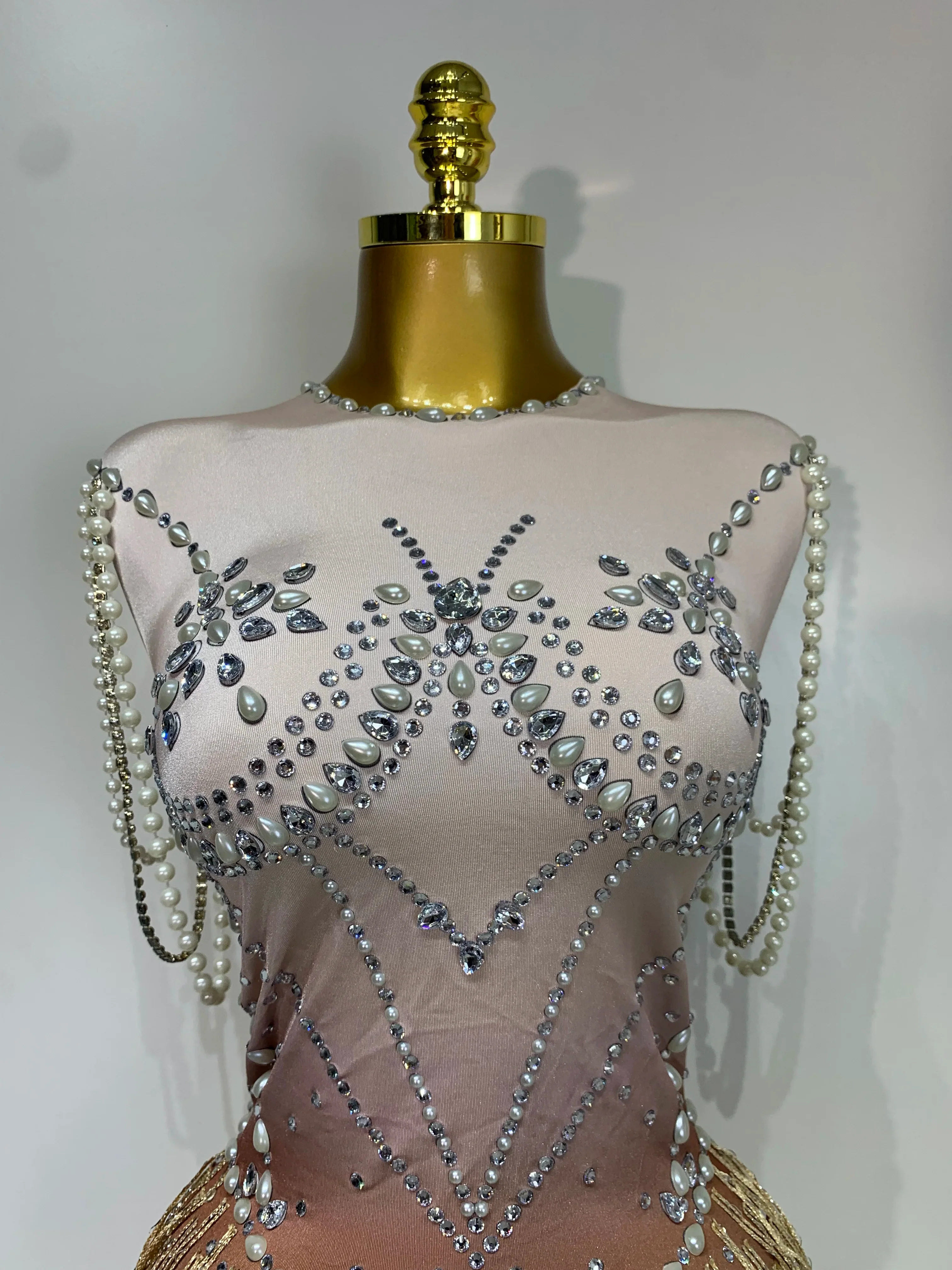 Women Sexy Stage Performance Fringe Leotard Shiny Crystal Sleeveless Tight Bodysuit Evening Party Nightclub Drag Queen Costume - Image 5