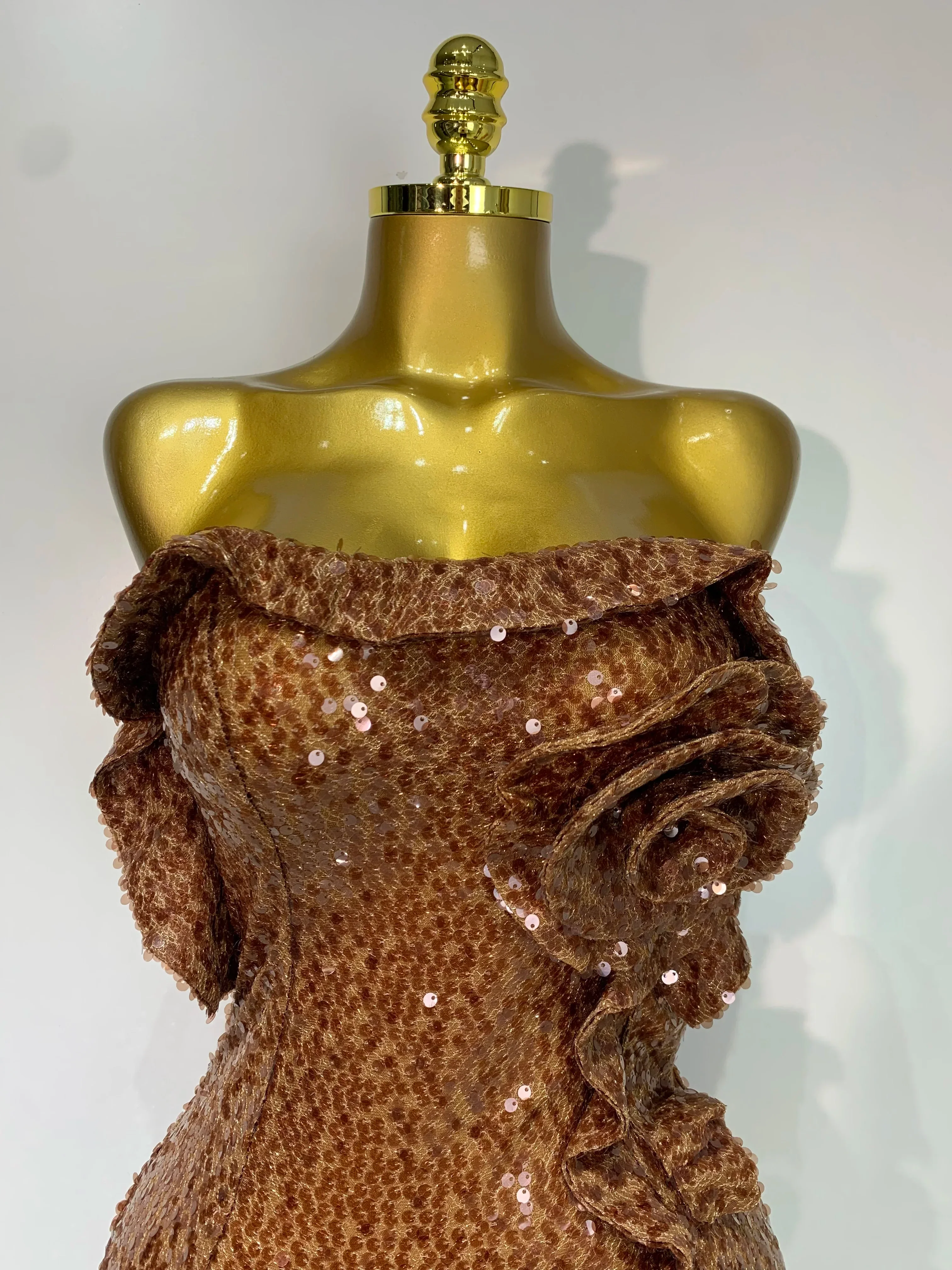 Women Sexy Strapless Backless Brown Sequins Mini Dress Celebrity Elegant Evening Party Club Luxury Birthday Guest Gown - Image 5