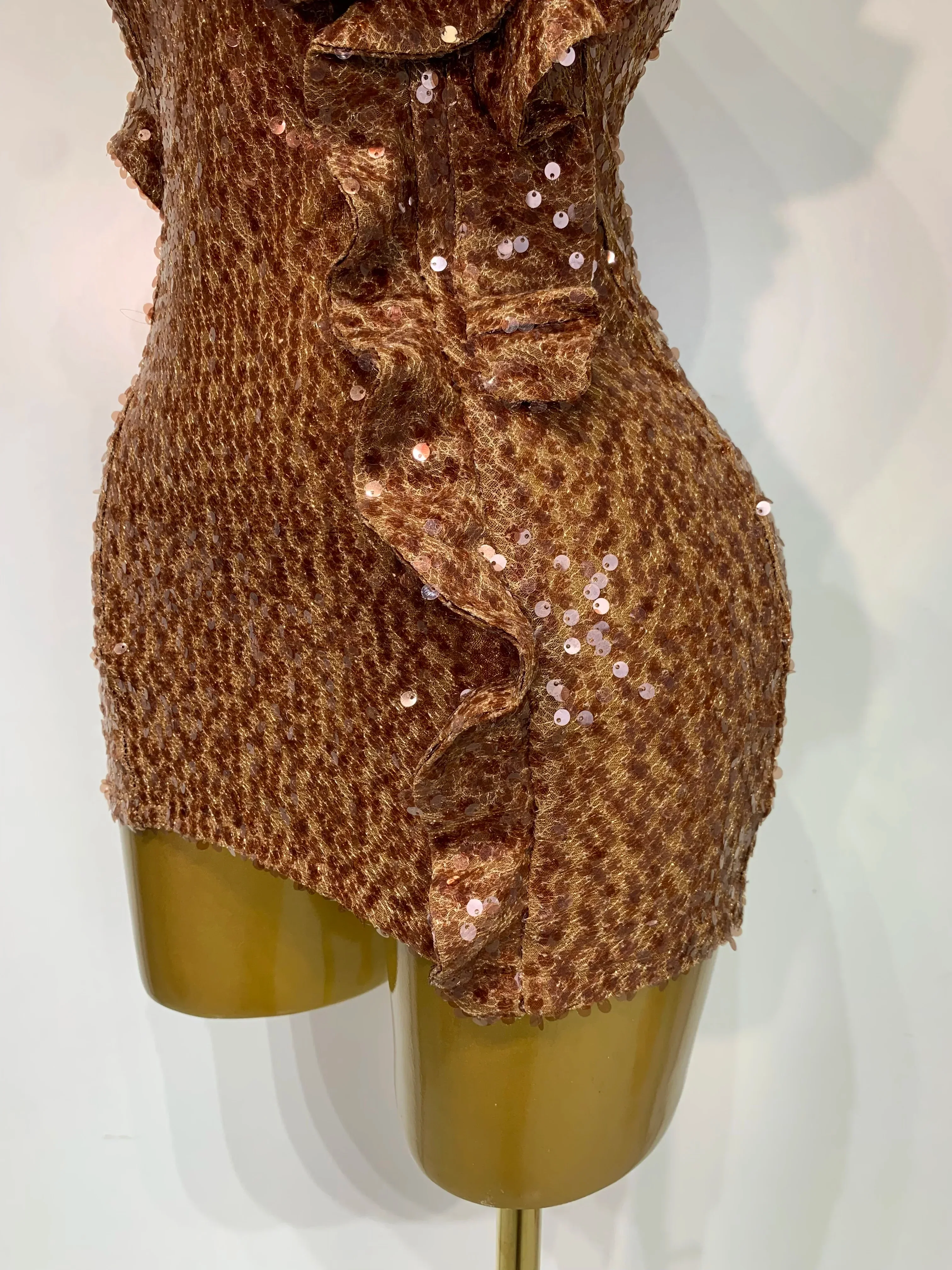 Women Sexy Strapless Backless Brown Sequins Mini Dress Celebrity Elegant Evening Party Club Luxury Birthday Guest Gown - Image 6