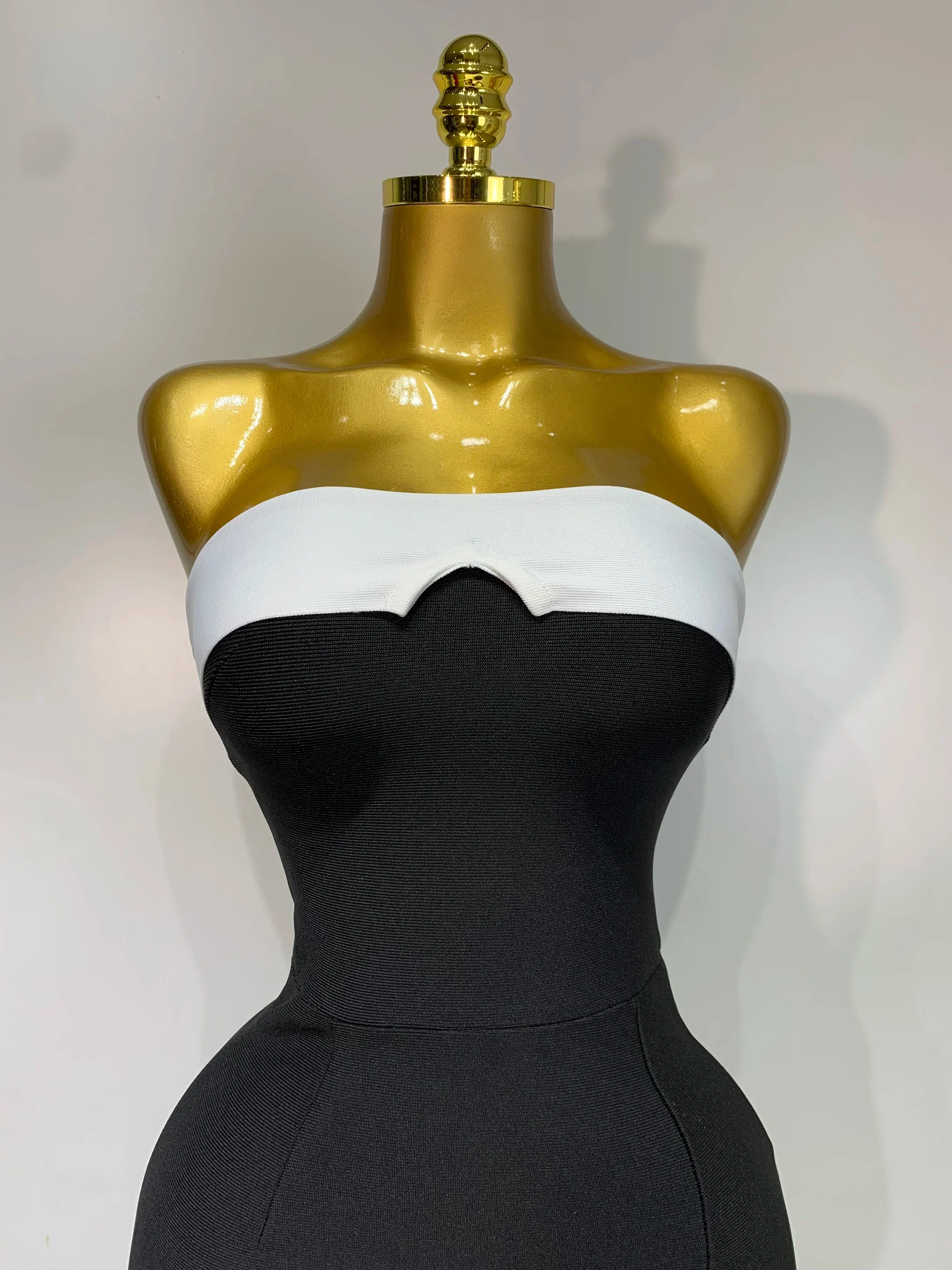Women Sexy Strapless Backless Flower Maxi Long Bandage Dress  Knitted Celebrity Elegant Evening Club Party Birthday Dresses - Image 5