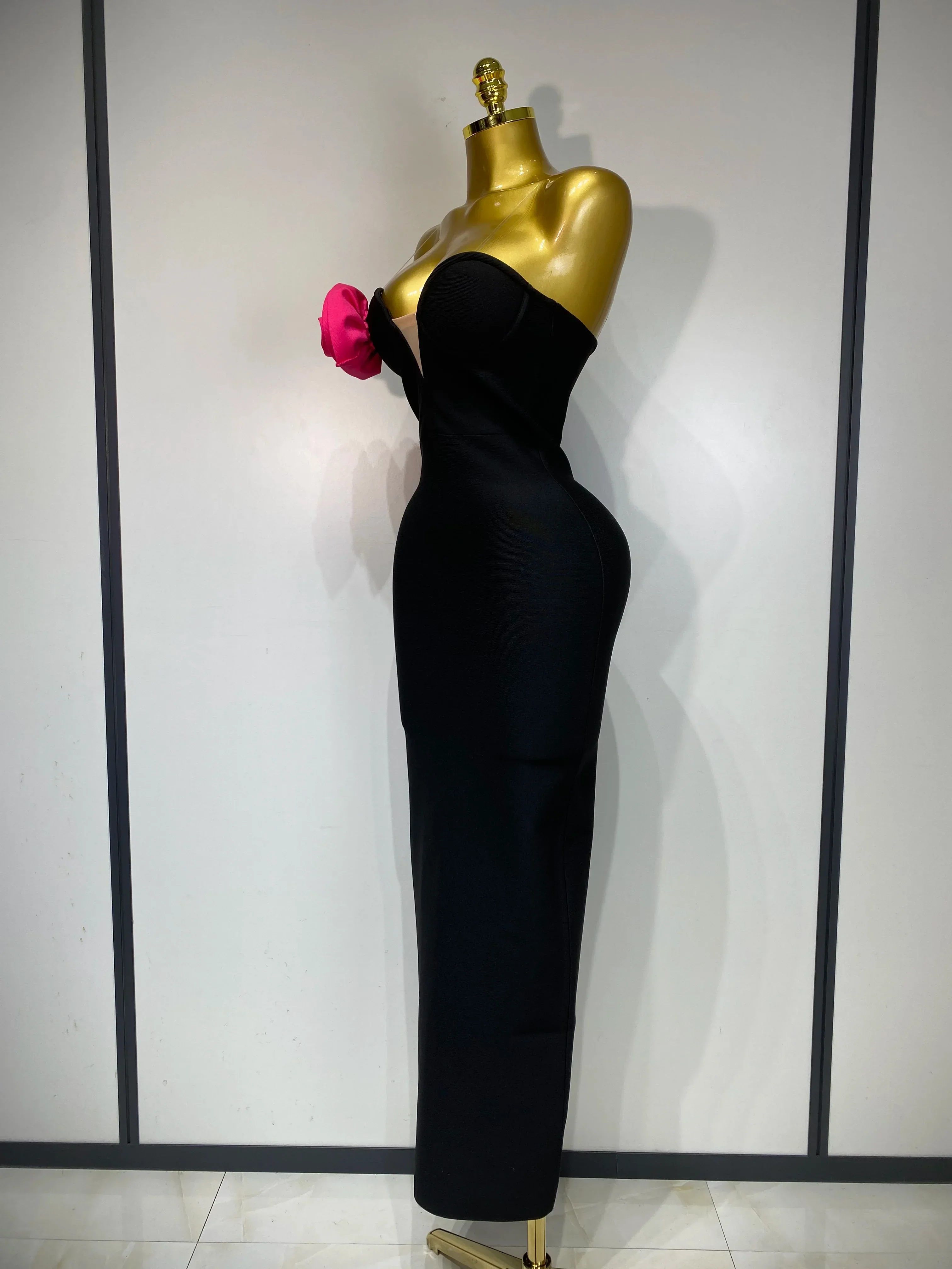Women Sexy Strapless Backless Flower Patchwork Maxi Long Bandage Dress Elegant Evening Club Luxury Birthday Party Dresses - Image 2
