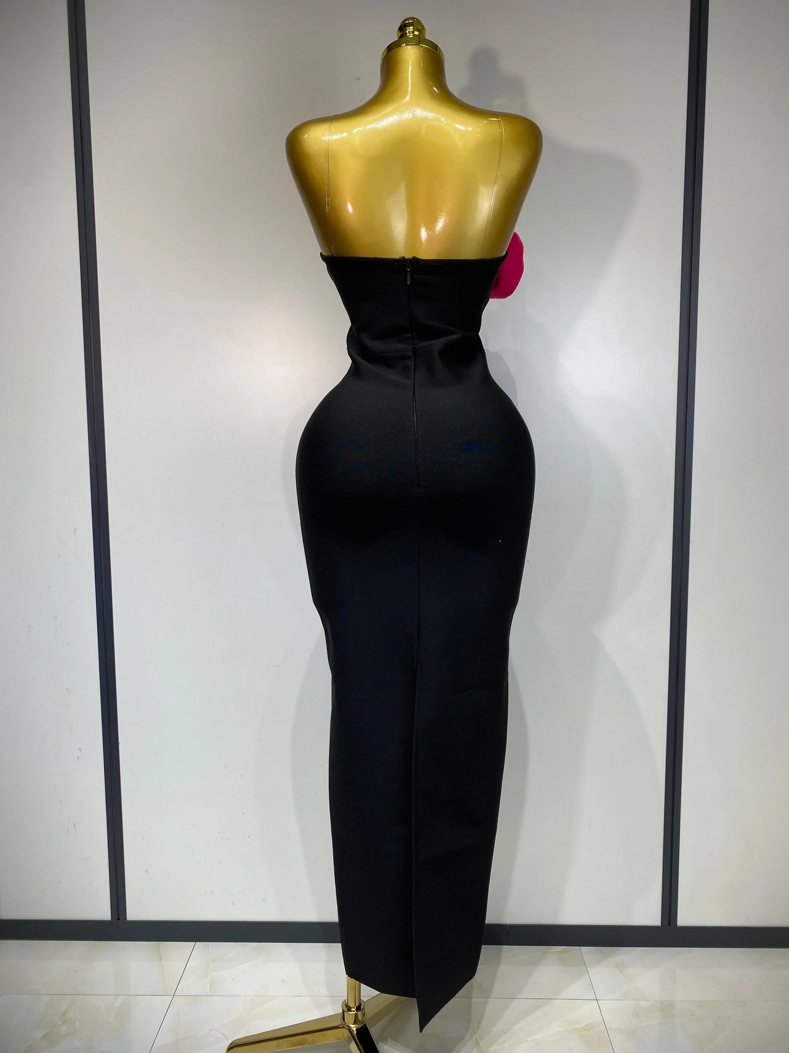 Women Sexy Strapless Backless Flower Patchwork Maxi Long Bandage Dress Elegant Evening Club Luxury Birthday Party Dresses - Image 4