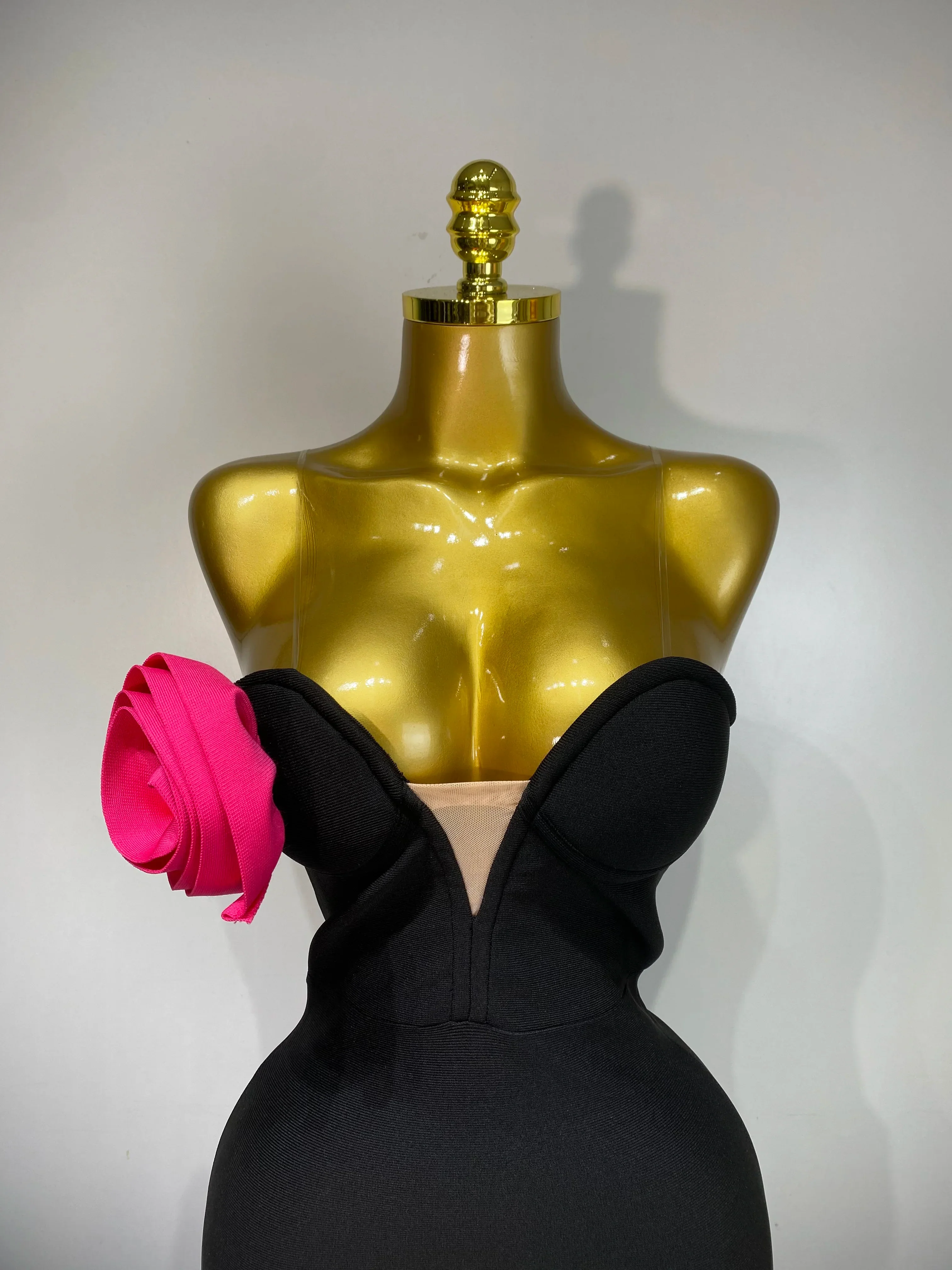 Women Sexy Strapless Backless Flower Patchwork Maxi Long Bandage Dress Elegant Evening Club Luxury Birthday Party Dresses - Image 5