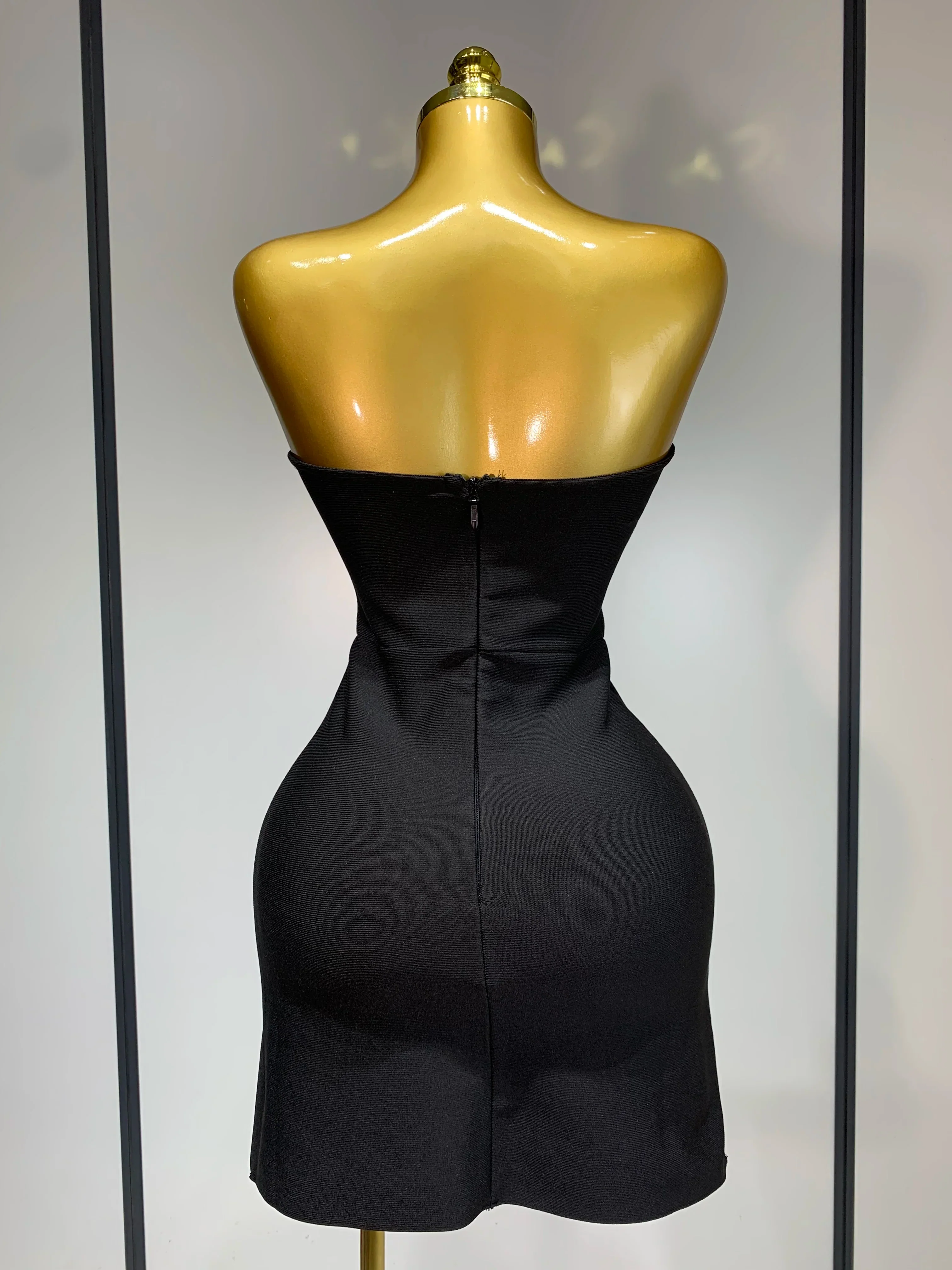 Women Sexy Strapless Colorful Crystal Bodycon Mini Bandage Dress New Spring Elegant Party Celebrate Birthday Outfit - Image 3