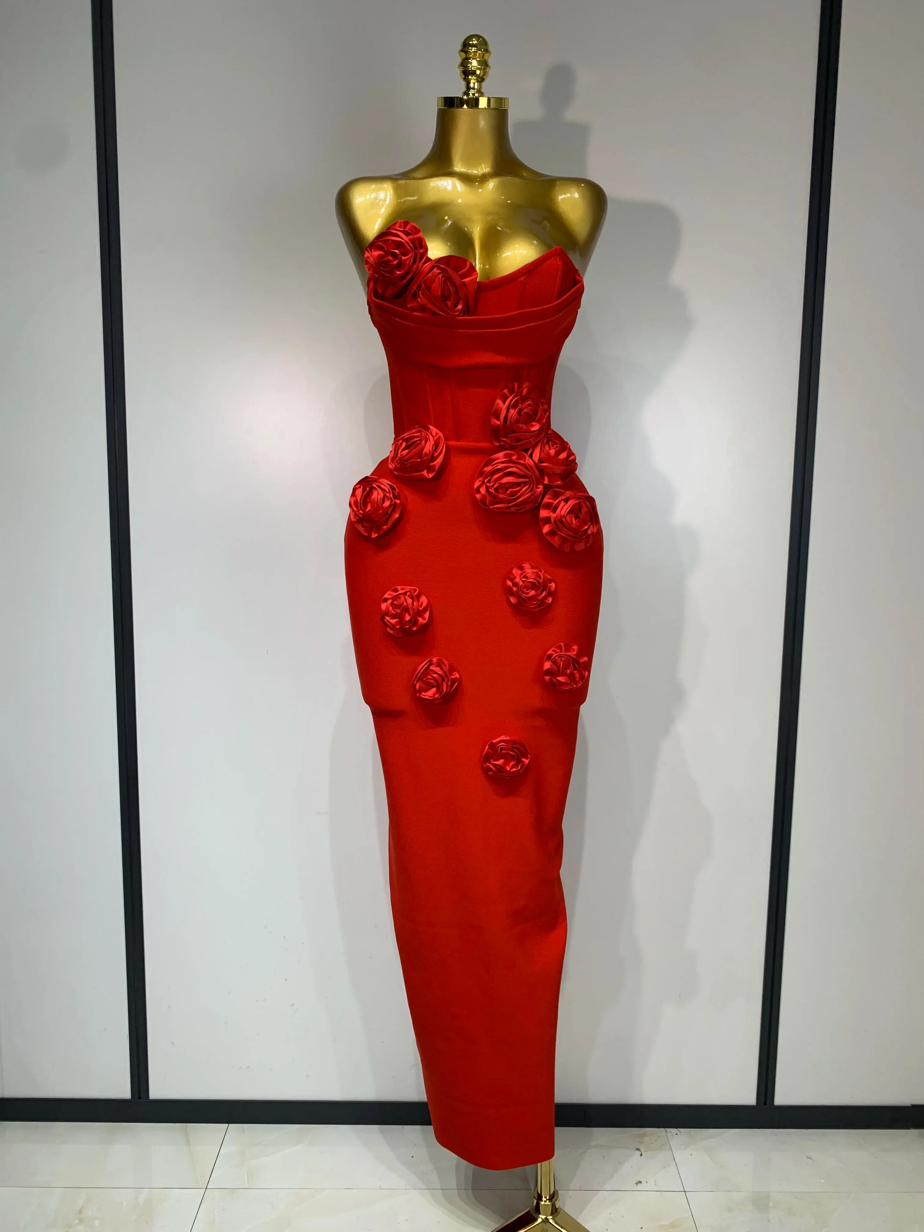Women Sexy Strapless Florals Strapless Bodycon Bandage Dress Celebrity Elegant Festival Celebrate Evening Party Birthday Dresses - Image 7