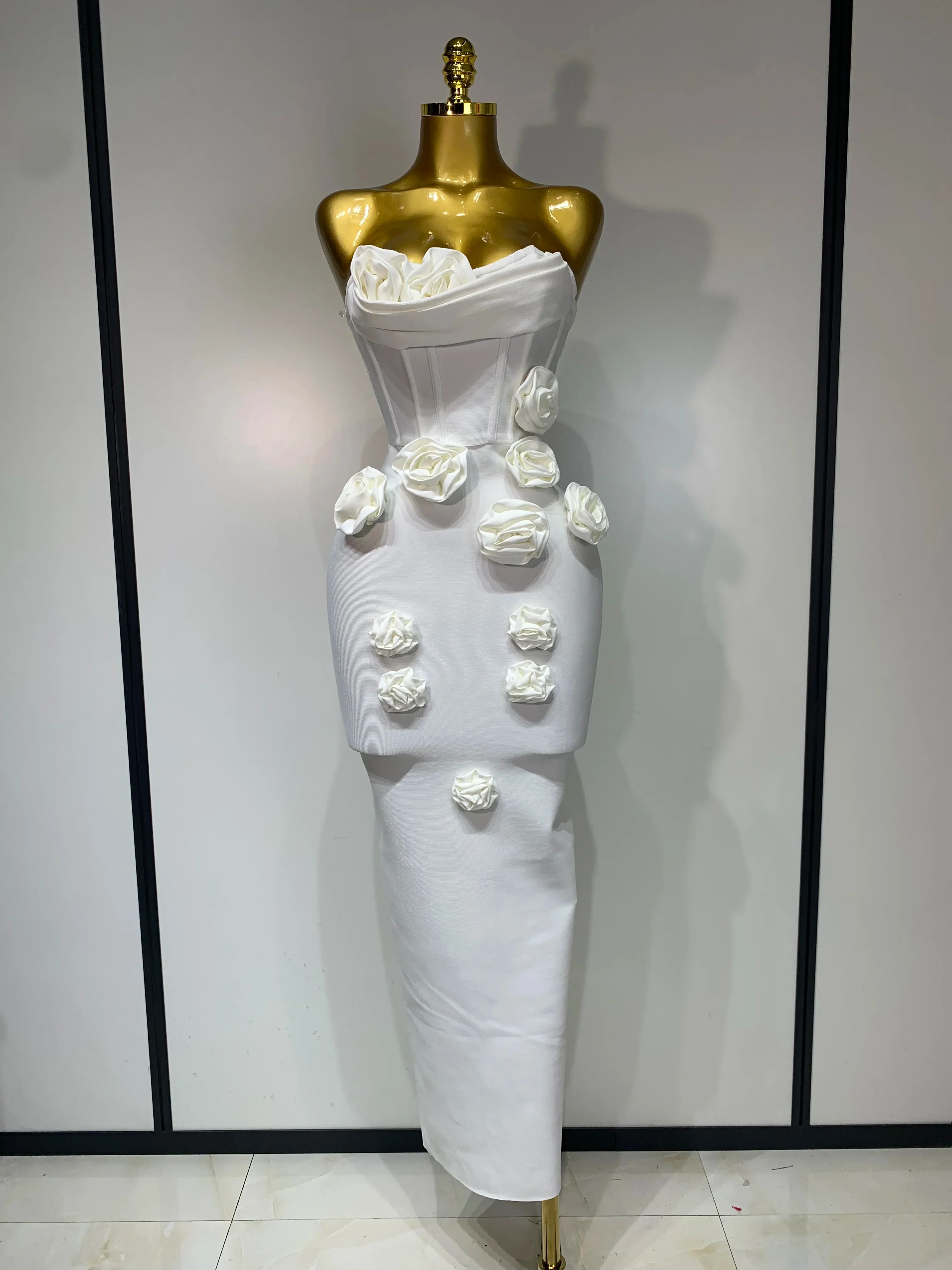 Women Sexy Strapless Florals Strapless Bodycon Bandage Dress Celebrity Elegant Festival Celebrate Evening Party Birthday Dresses - Image 8