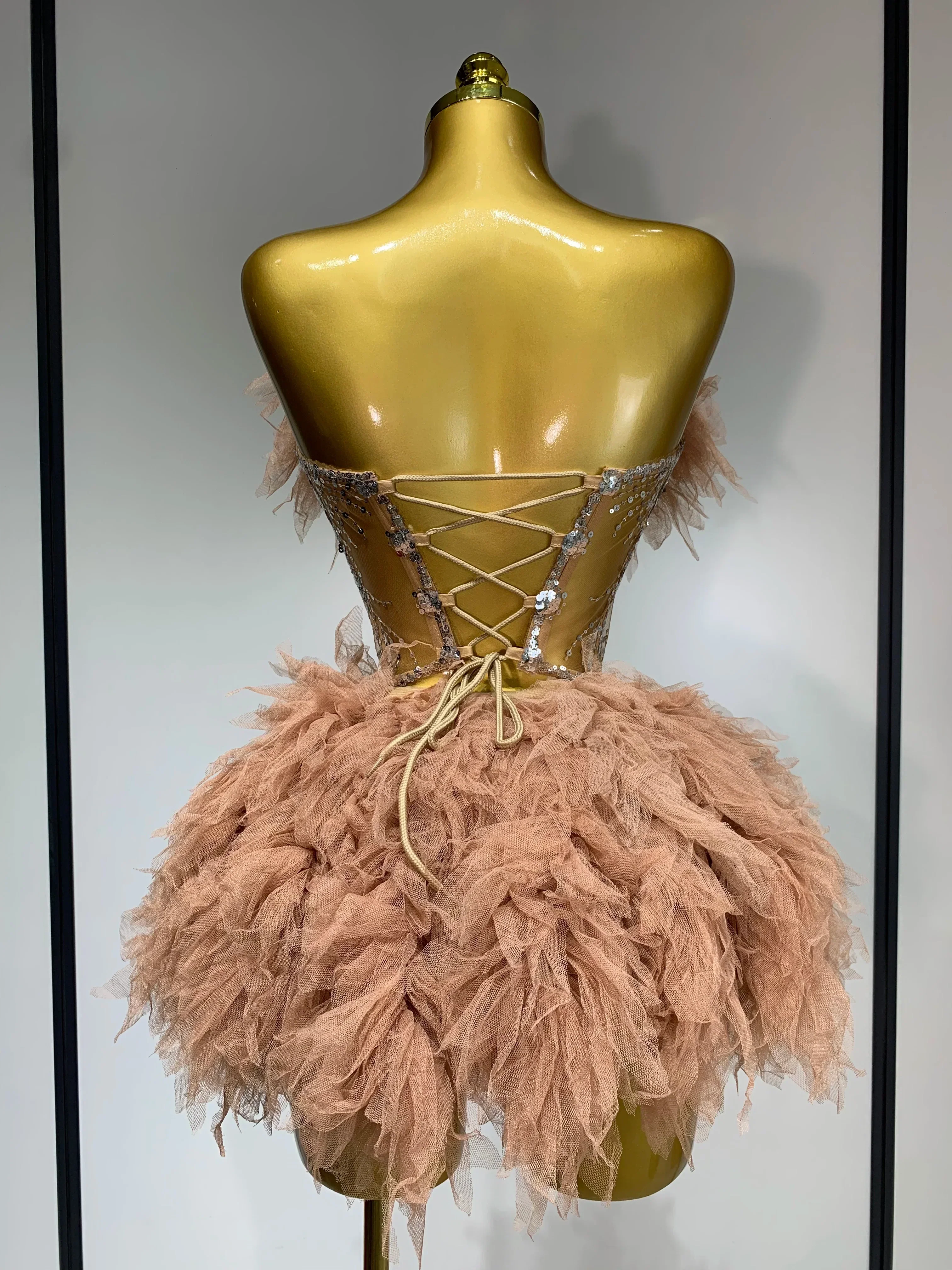 Women Sexy Strapless Mesh Two Pieces Set Celebrity Nightlcub Party Photo Shoot Outfit  Prom Gown Luxury Birthday Dresses - Image 3
