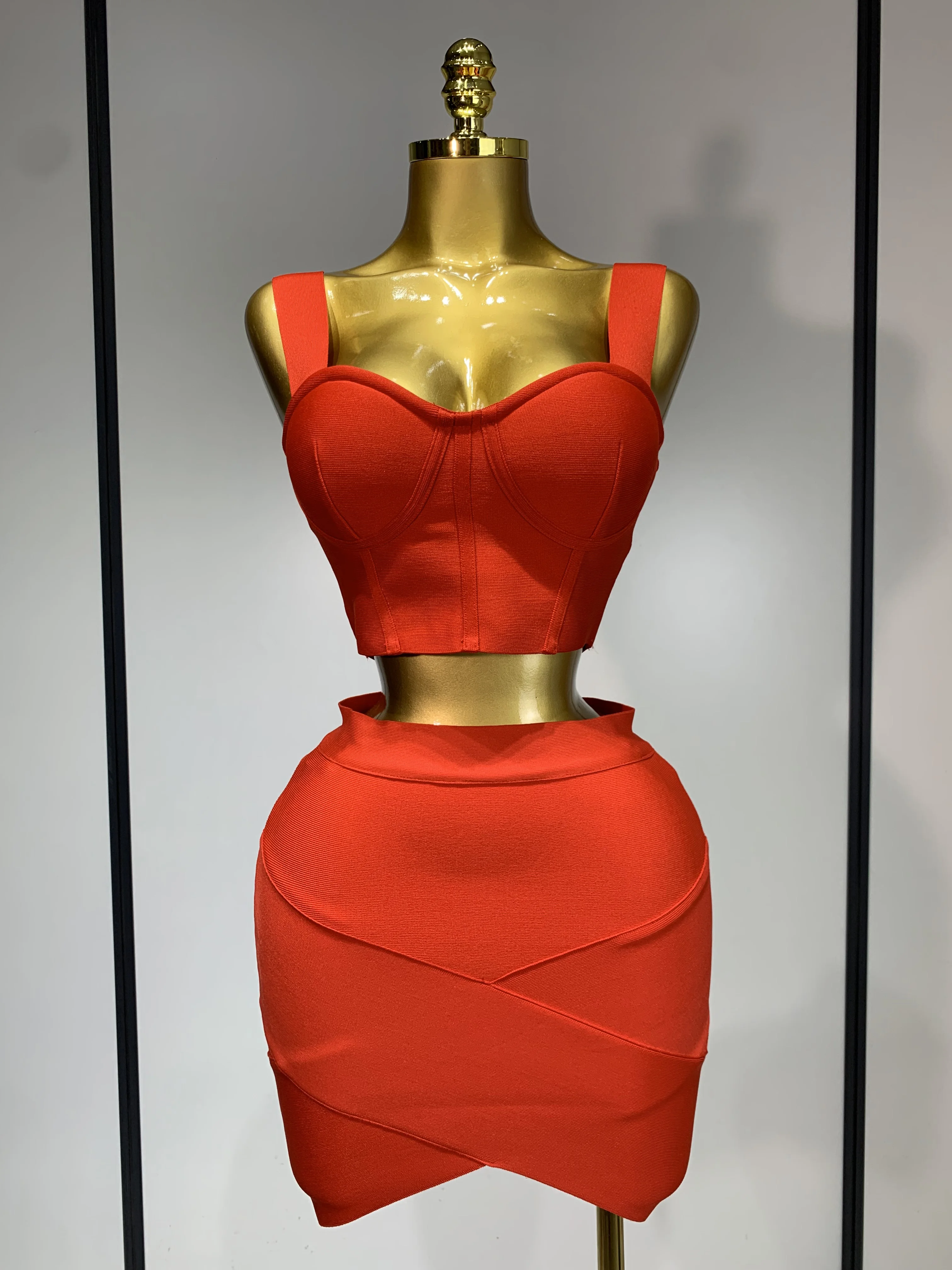 Women Sexy Top Short Skirt Bodycon Bandage Two Pieces Sets White Black Evening Party Luxury Birthday Outfit Nightclub Suits - Image 8