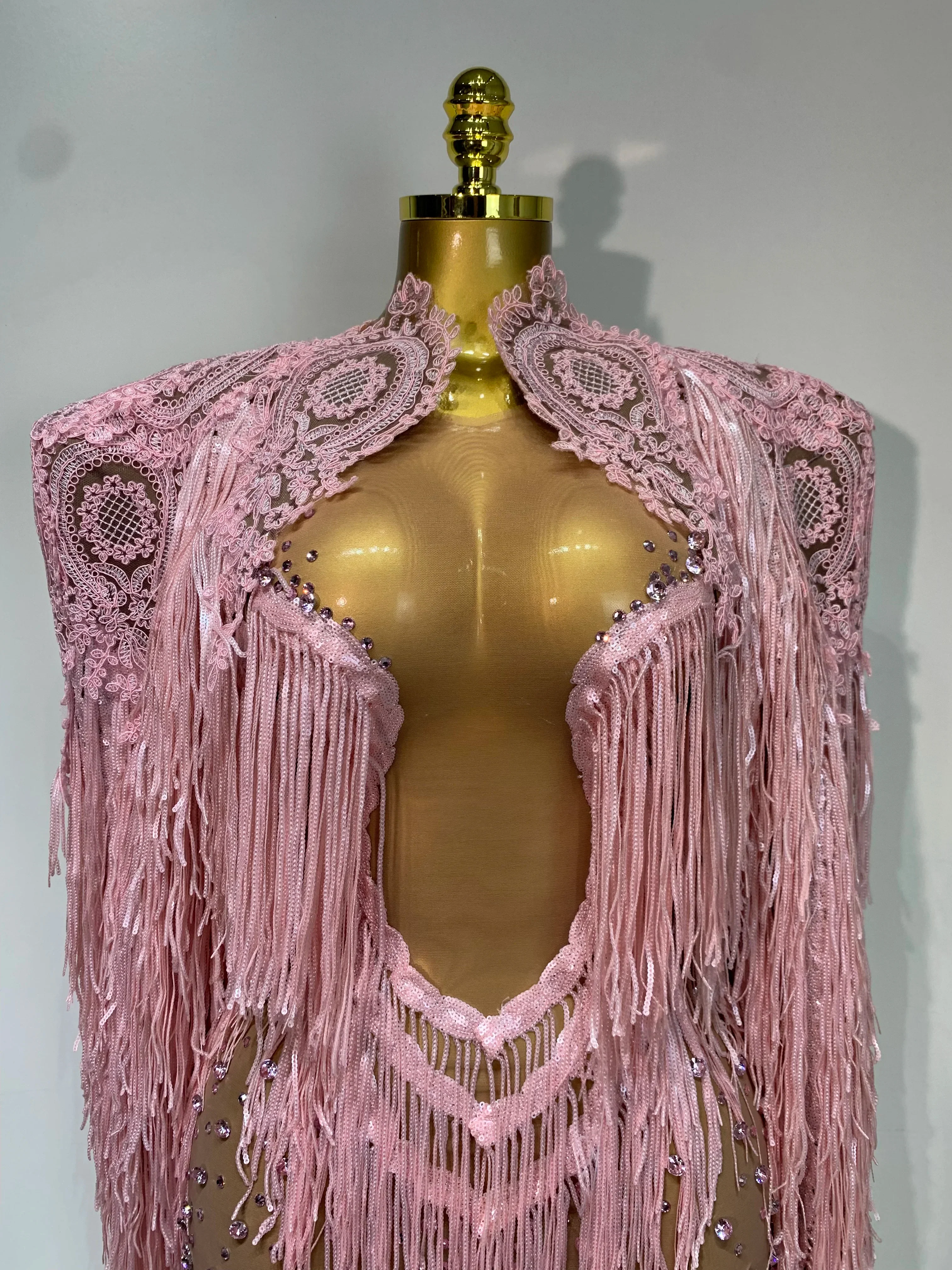 Women Sexy Transparent Long Sleeve Bodycon Dress Two Piece Set Luxury Sequin Fringes Evening Party Celebrity Performance Costume - Image 4