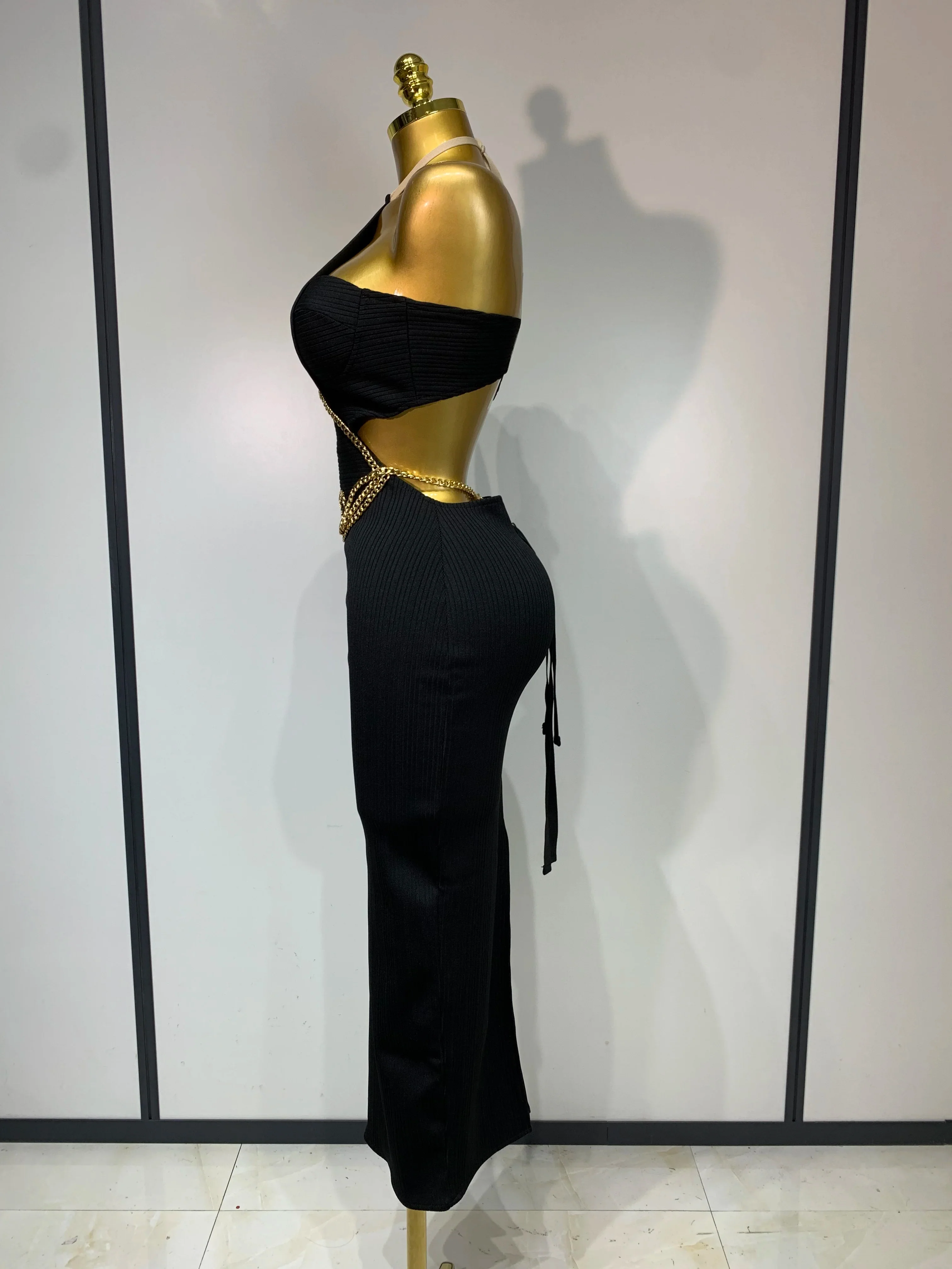 Women Sleeveless Sexy Halter Hollow Out Black Bodycon Long Bandage Dress Celebrity Elegant Party Luxury Birthday Club Dress - Image 3