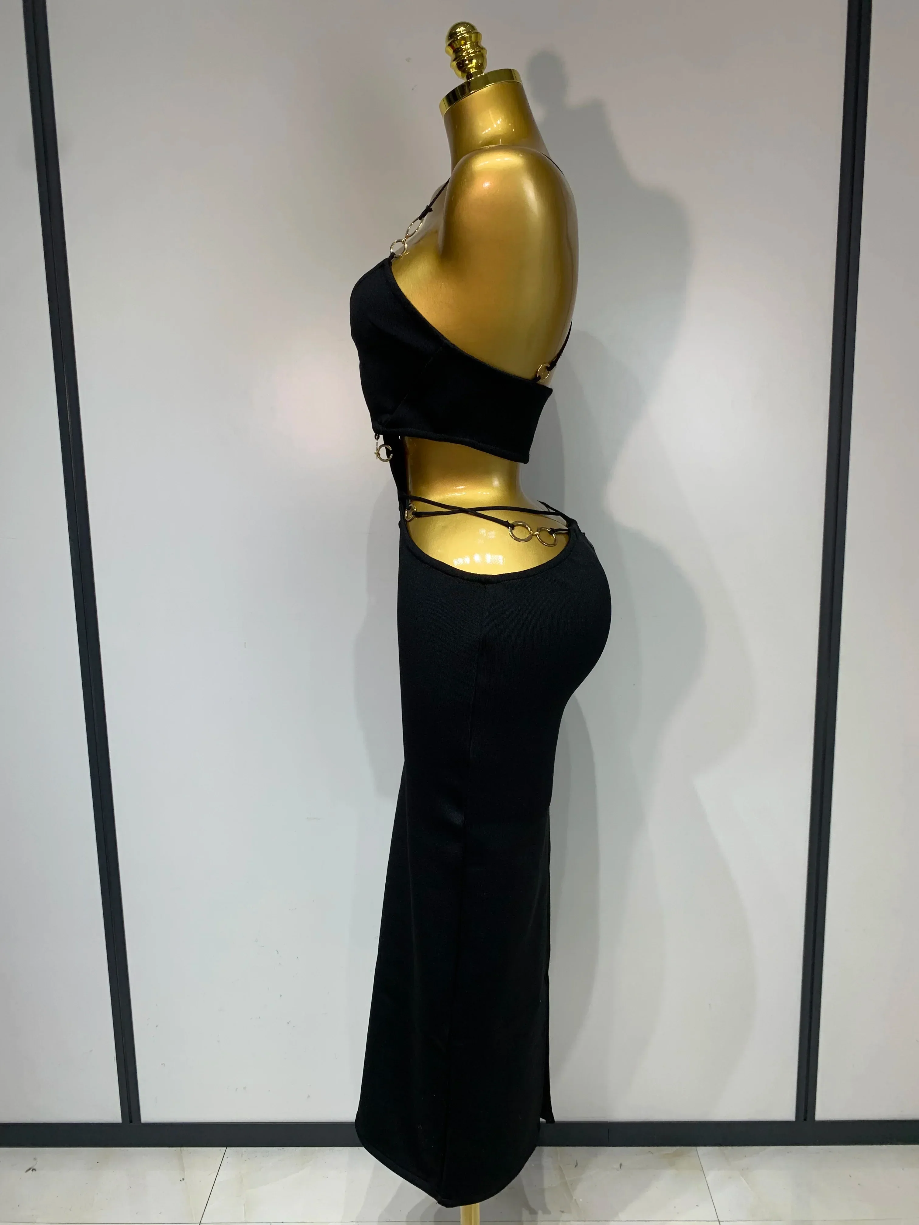 Women Sleeveless Sexy Spaghetti Strap Hollow Out Bodycon Long Bandage Dress  Celebate Elegant Luxury Birthday Club Dresses - Image 2