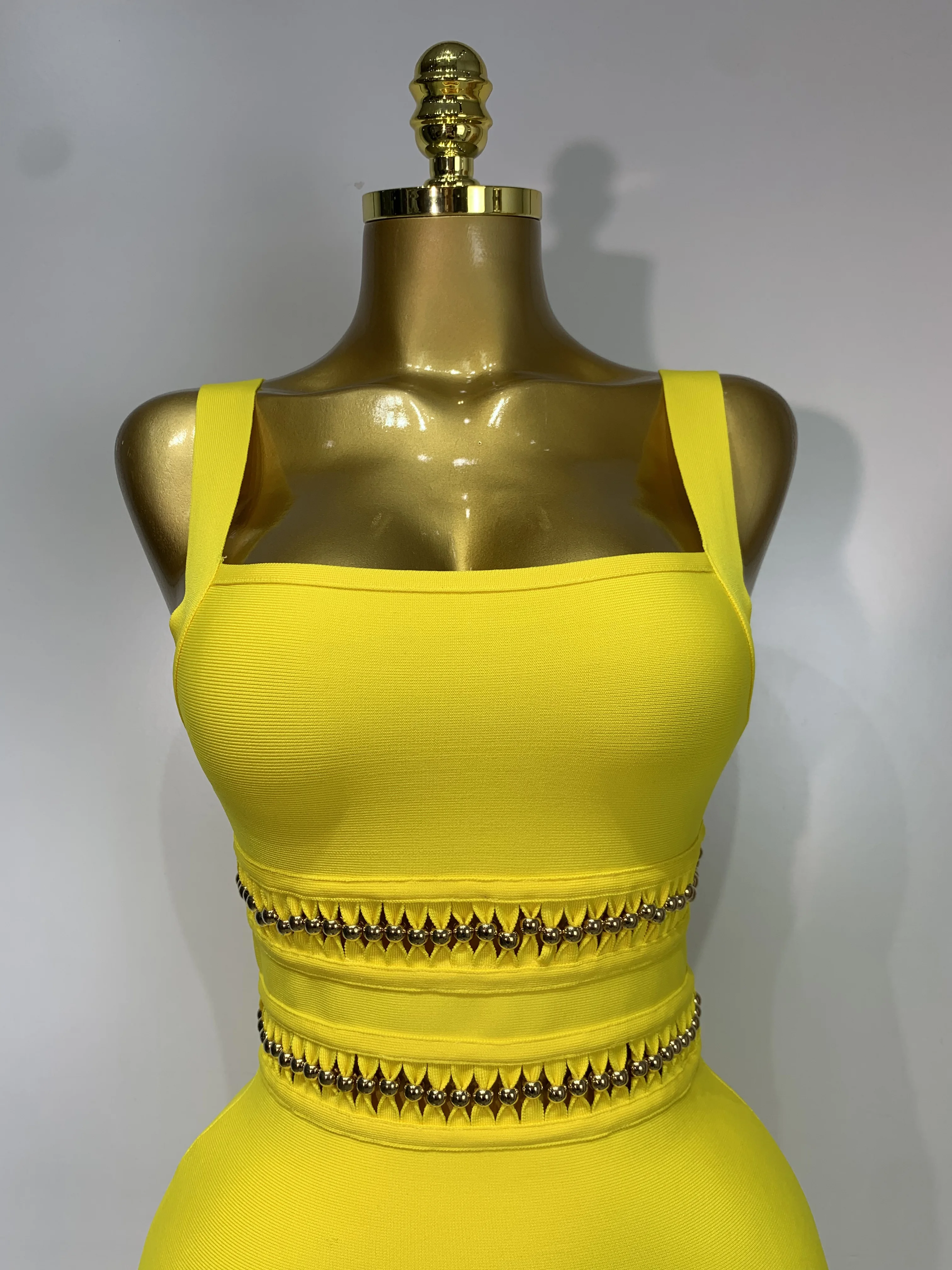 Women Sleeveless Sexy Square Collar Tassel Bodycon Bandage Dress Celebrity Elegant Evening Party Birthday Dress - Image 5