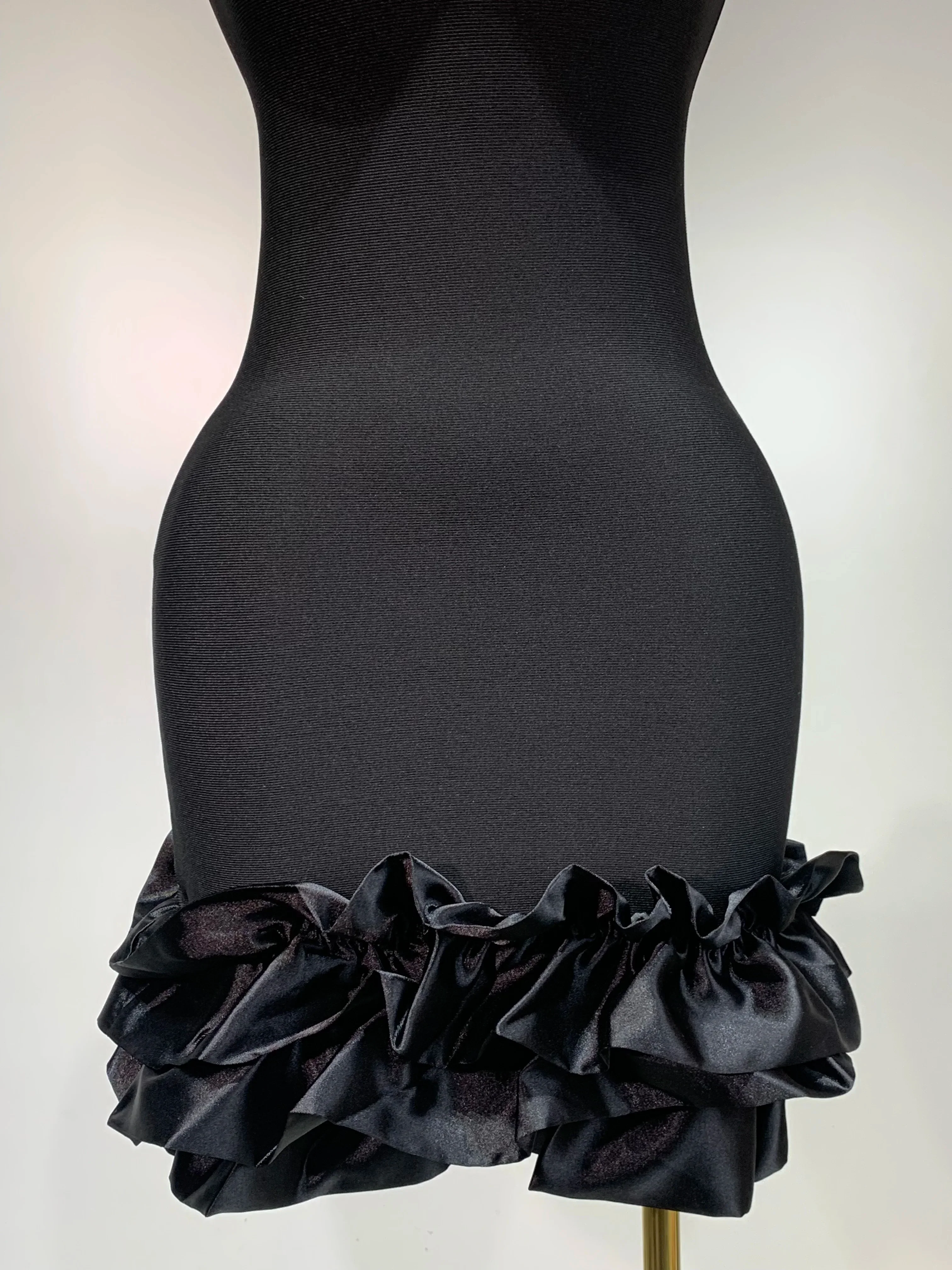 Women Spaghetti Strap Bodycon Short Dress Black Pleated Ruffle Hem Sleeveless Evening Party Cocktail Elegant Birthday Dresses - Image 6