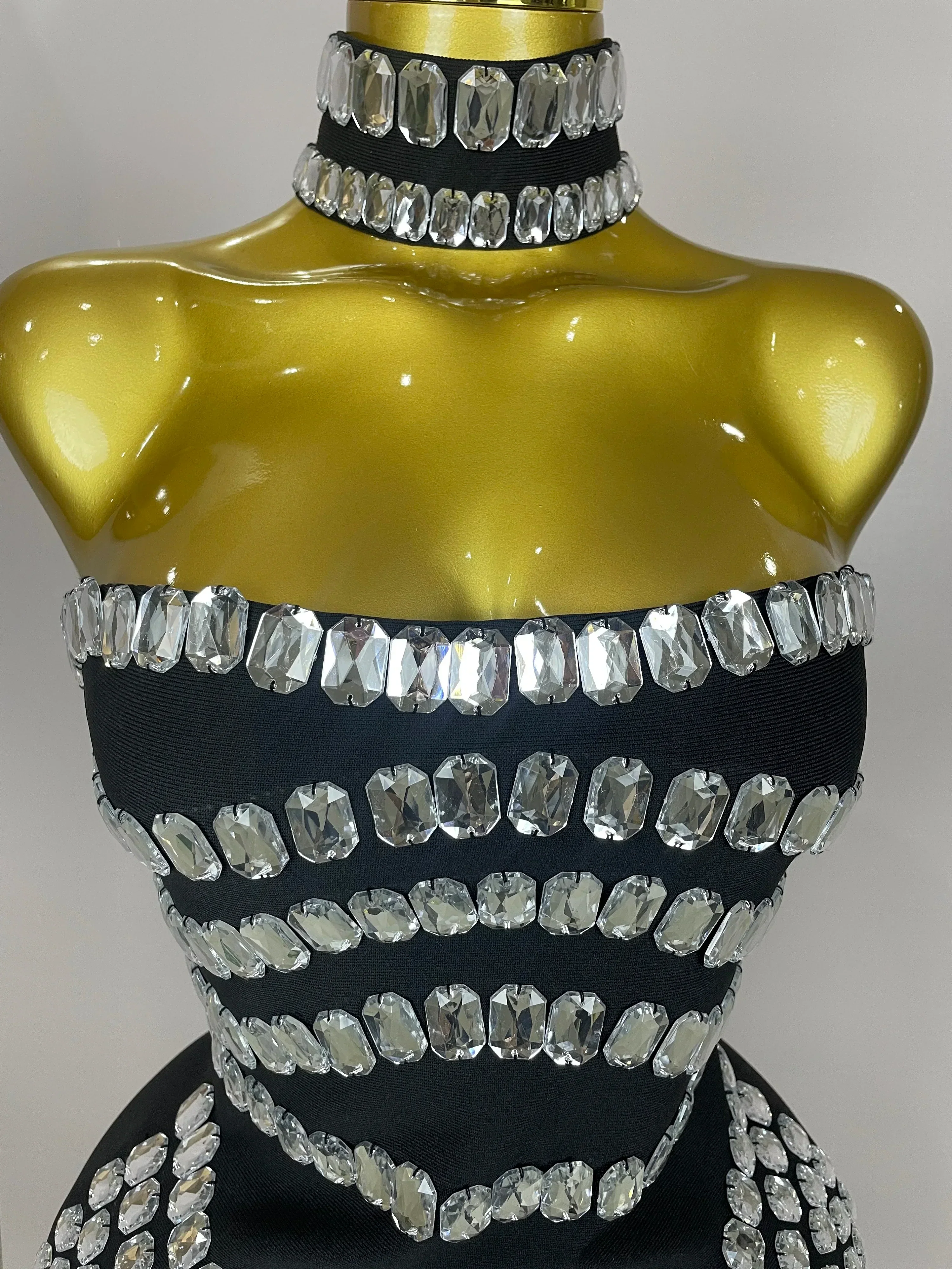 Women  Sparkly Rhinestones Bodycon Strapless Mini Bandage Dress Backless Fashion Evening Party Club Luxury Birthday Dresses - Image 5
