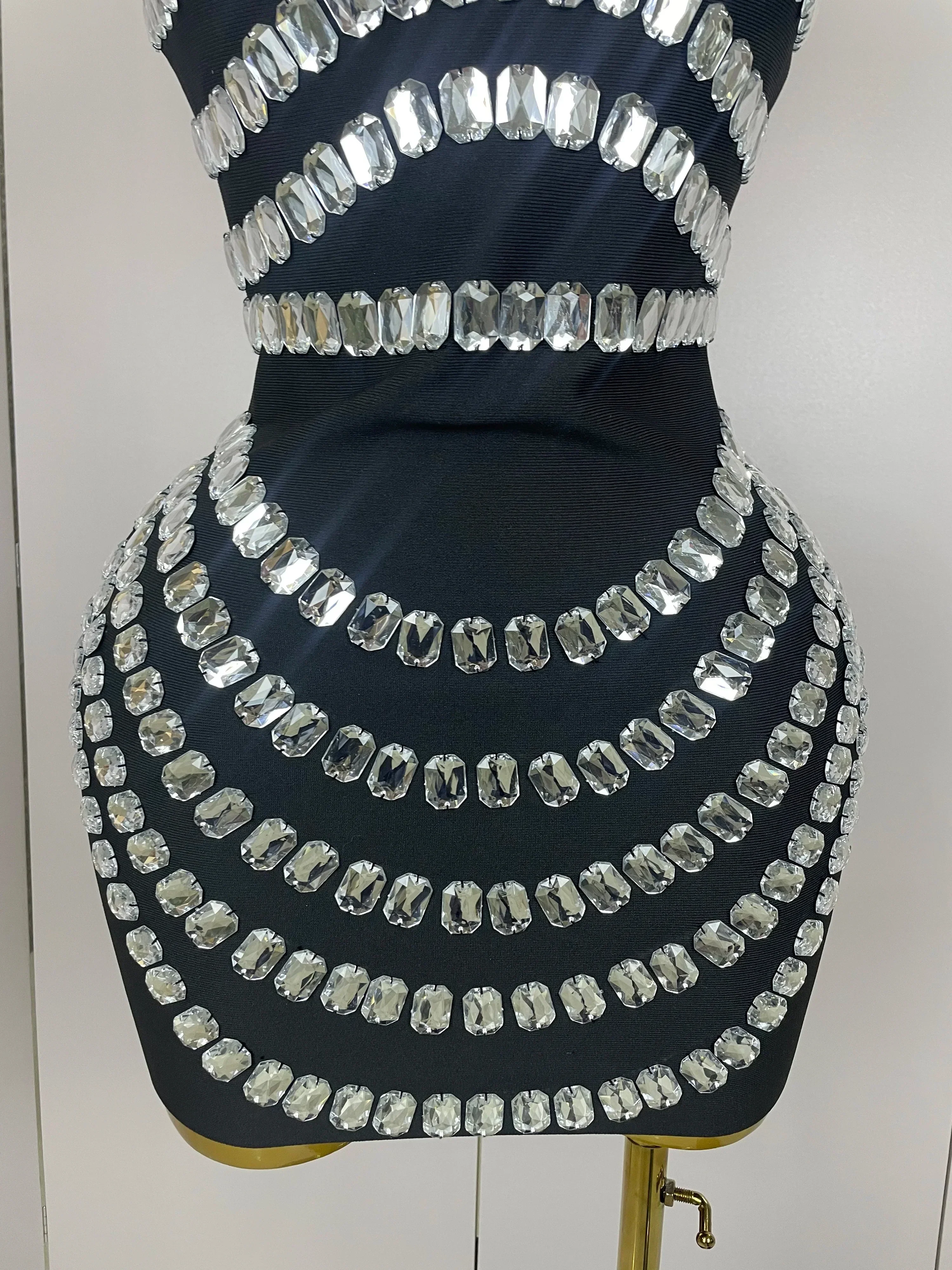 Women  Sparkly Rhinestones Bodycon Strapless Mini Bandage Dress Backless Fashion Evening Party Club Luxury Birthday Dresses - Image 6