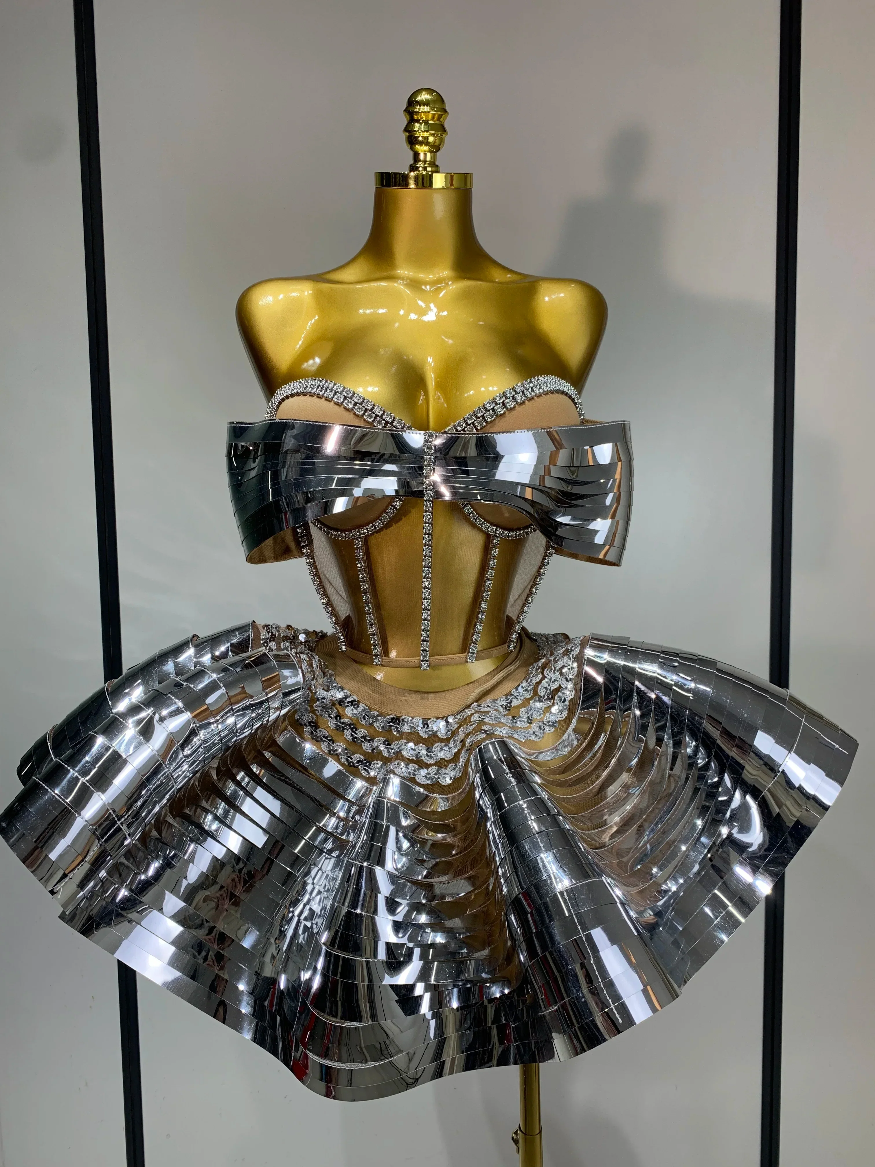 Women Stage Performance Costume Two Piece Set Silver Sequins Rhinestone Fancy Outfit Sexy Backless Shiny Birthday Party Dresses - Image 7