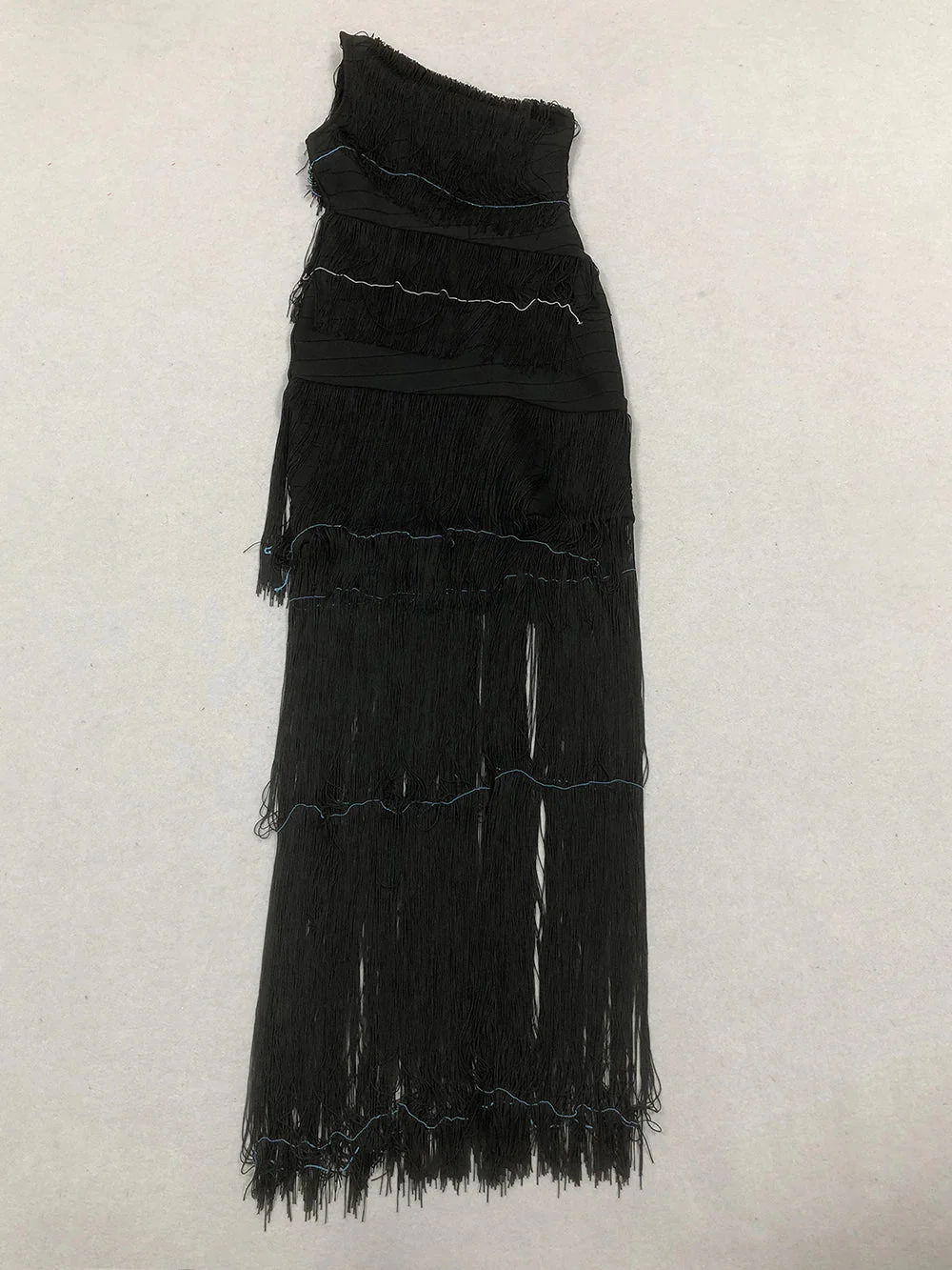 Women's One Shoulder Diagonal Collar Fringe Bandage Long Dress Summer Tassel Vacation Birthday Evening Night Club Vestidos - Image 6
