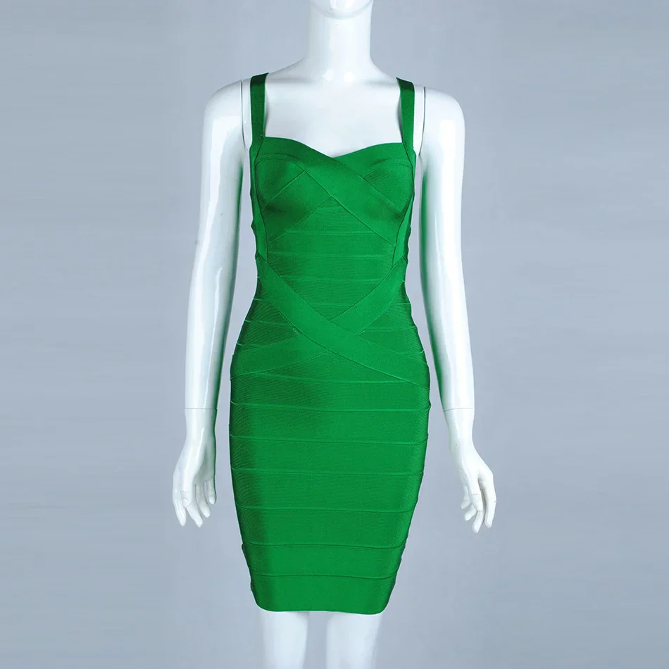 Women'S Sexy Bandage Dresses Christmas Autumn Sleeveless Spaghetti Belt Stretching Fitness Club Party Dress Mini Bodyconvestodos - Image 6