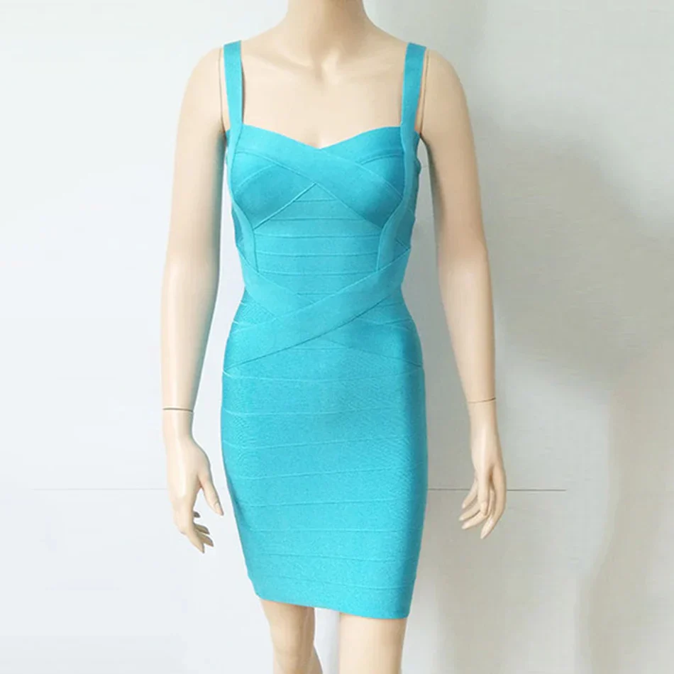 Women'S Sexy Bandage Dresses Christmas Autumn Sleeveless Spaghetti Belt Stretching Fitness Club Party Dress Mini Bodyconvestodos - Image 9