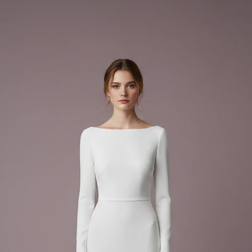 Plain Wedding Dress Unique Couture Long Button Back Bridal - Image 4