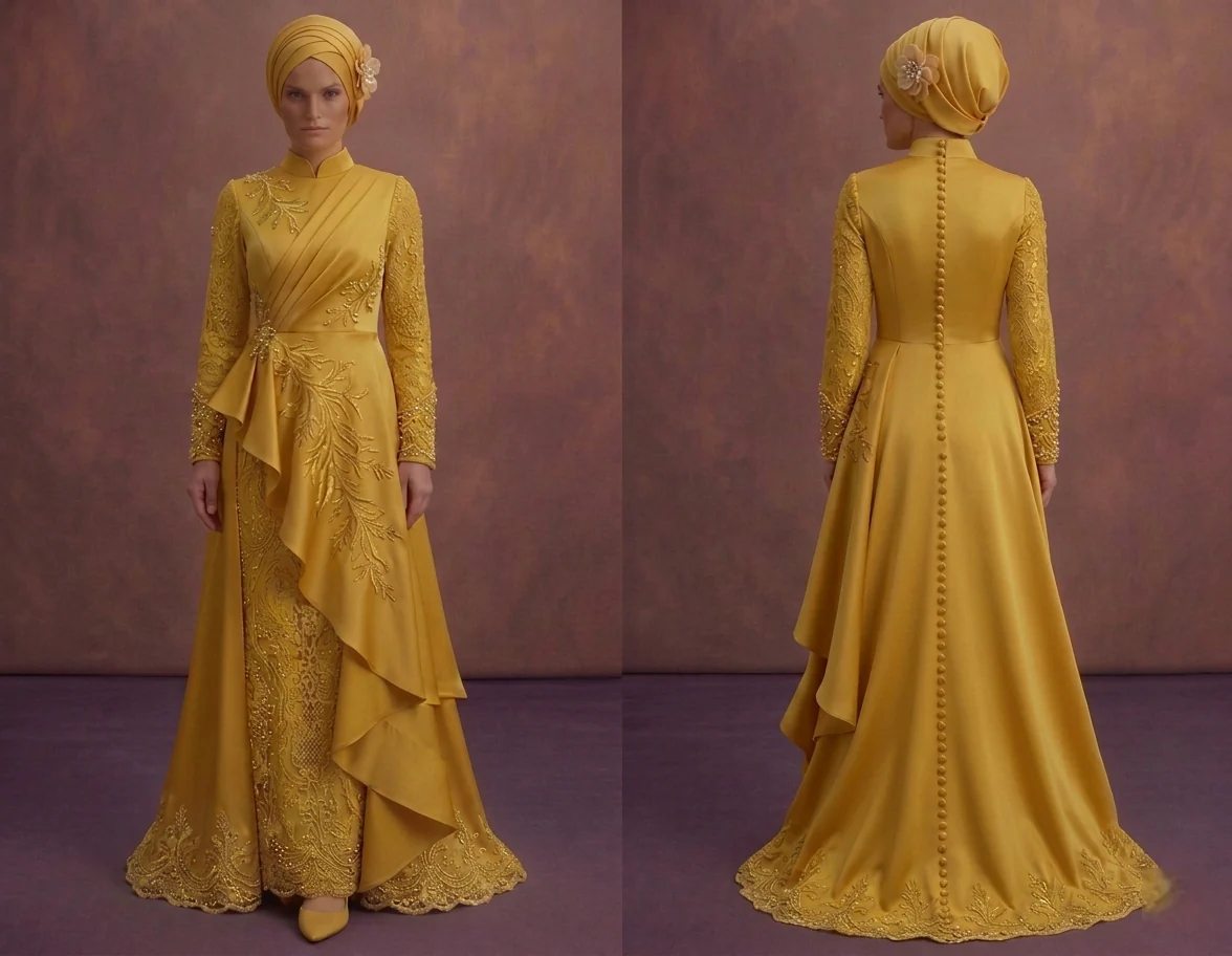 Yellow Luxury Modest Prom Dresses – Premium Muslim Styles