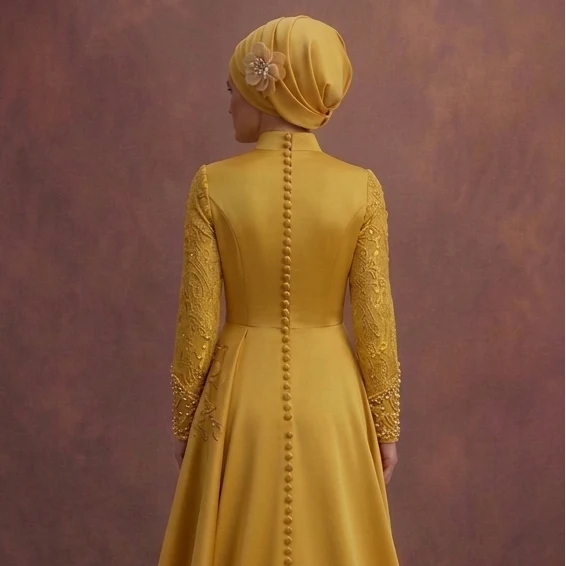 Yellow Luxury Modest Prom Dresses – Premium Muslim Styles - Image 5