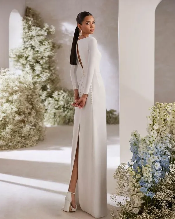 Youthful Two-Piece Sheath-Style Wedding Dress Princess Sleeveless Mermaid Satin Court Train Bow Vestido De Novia Bridal Gown - Image 3