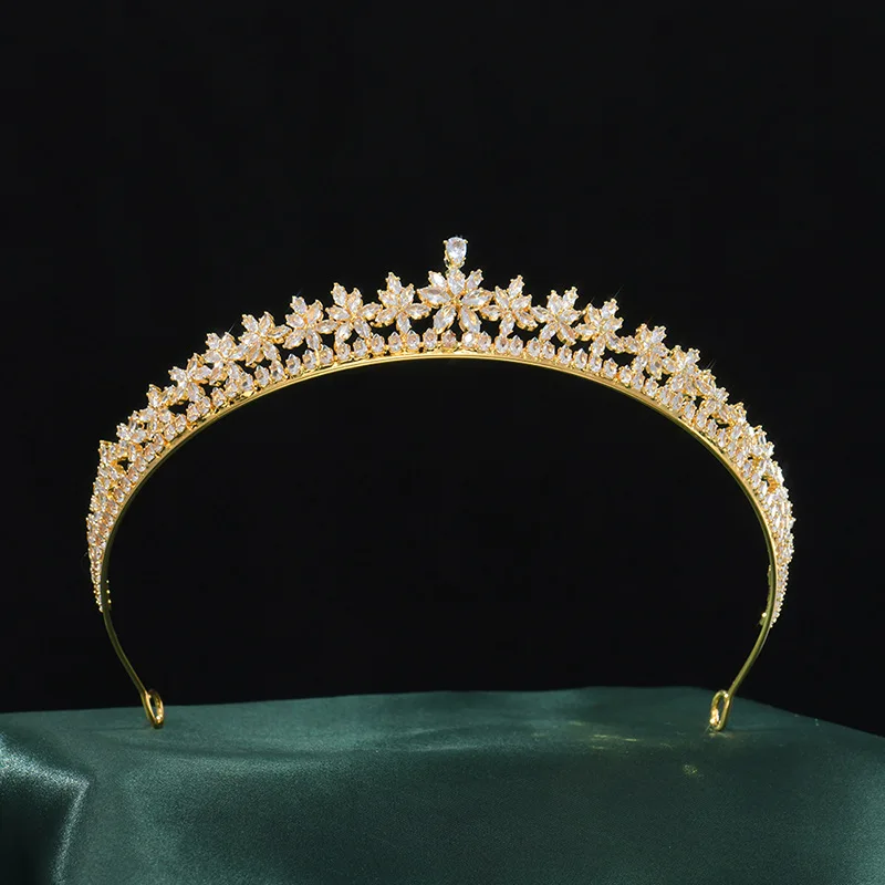 Zirconia Tiara Crown Gold Silver Color Headbands Brides Birthday Gift Zircon Headpieces Wedding Hair Accessories Bridal Jewelry - Image 6